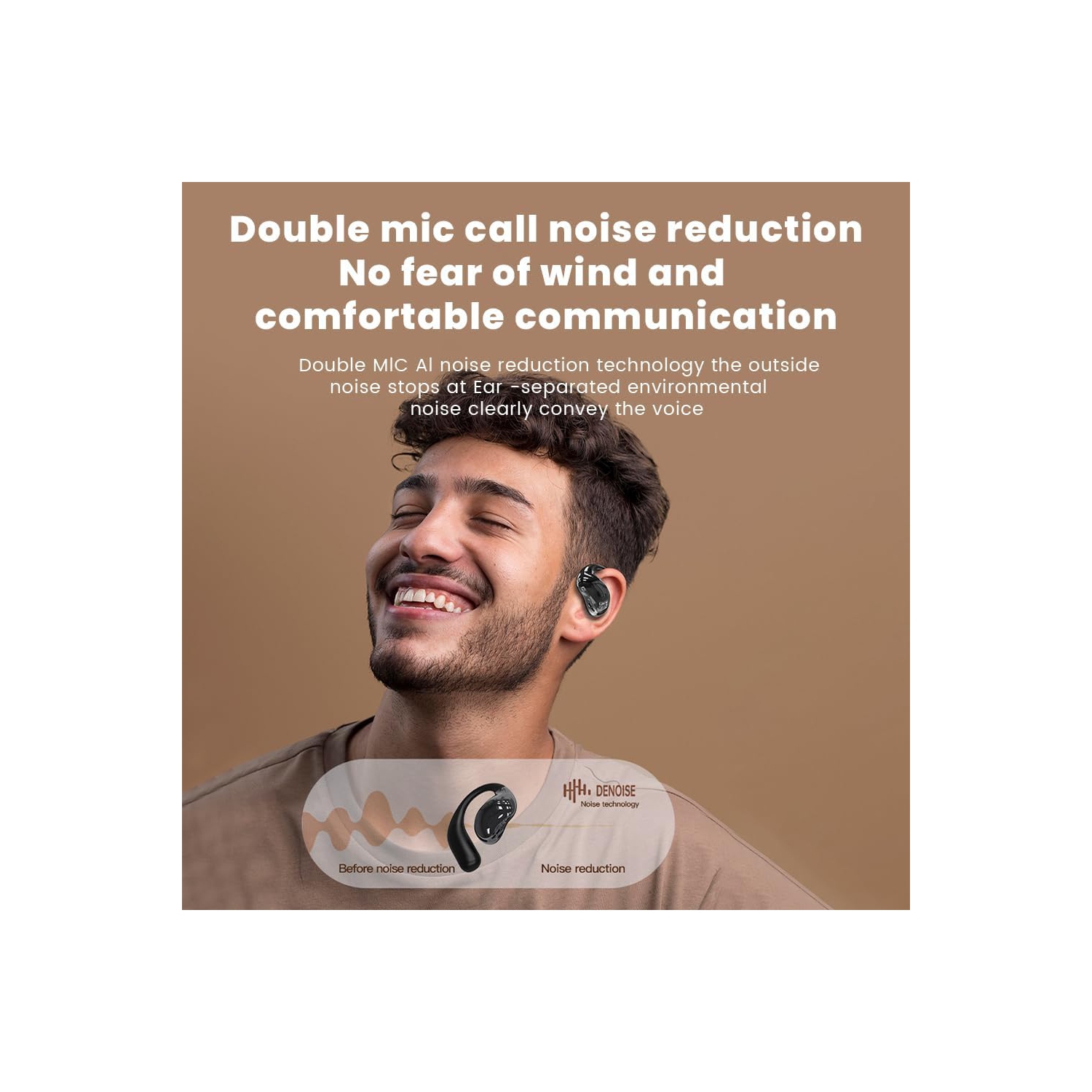 New Bluetooth headset, multi-language, long battery life, true wireless noise reduction headset, with smart touch screen ear hook, waterproof