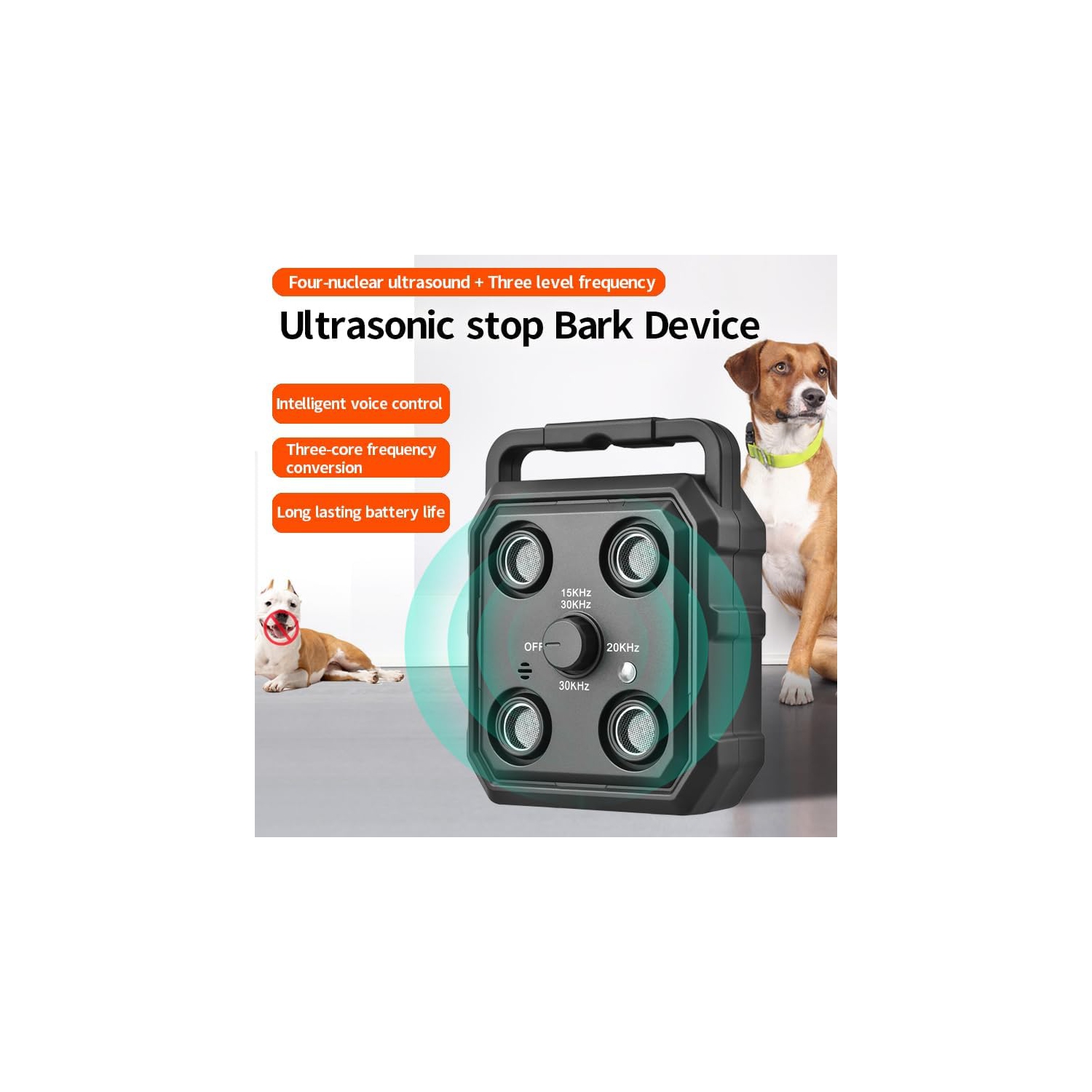 Brand new mini ultrasonic dog repeller training bark stopper smart portable outdoor self-defense rechargeable 4 times head ultrasonic dog barking