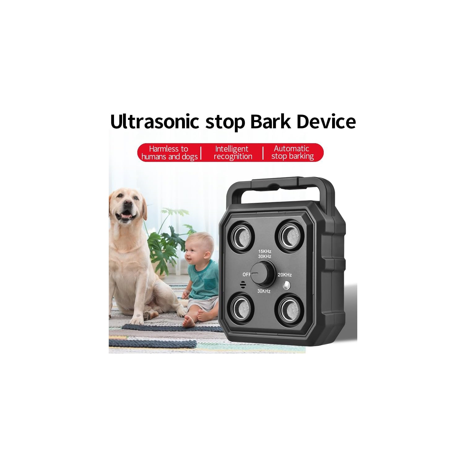 Brand new mini ultrasonic dog repeller training bark stopper smart portable outdoor self-defense rechargeable 4 times head ultrasonic dog barking
