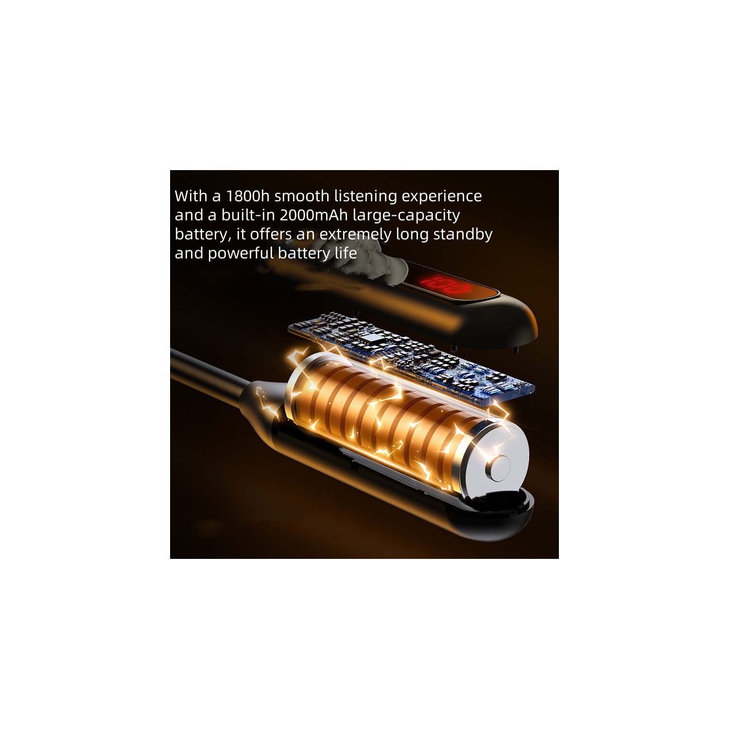 Oreillette sans fil Bluetooth, serre-nuque sport BT-8, compatible avec les cartes, grande capacité de batterie, affichage numérique, Suppression du