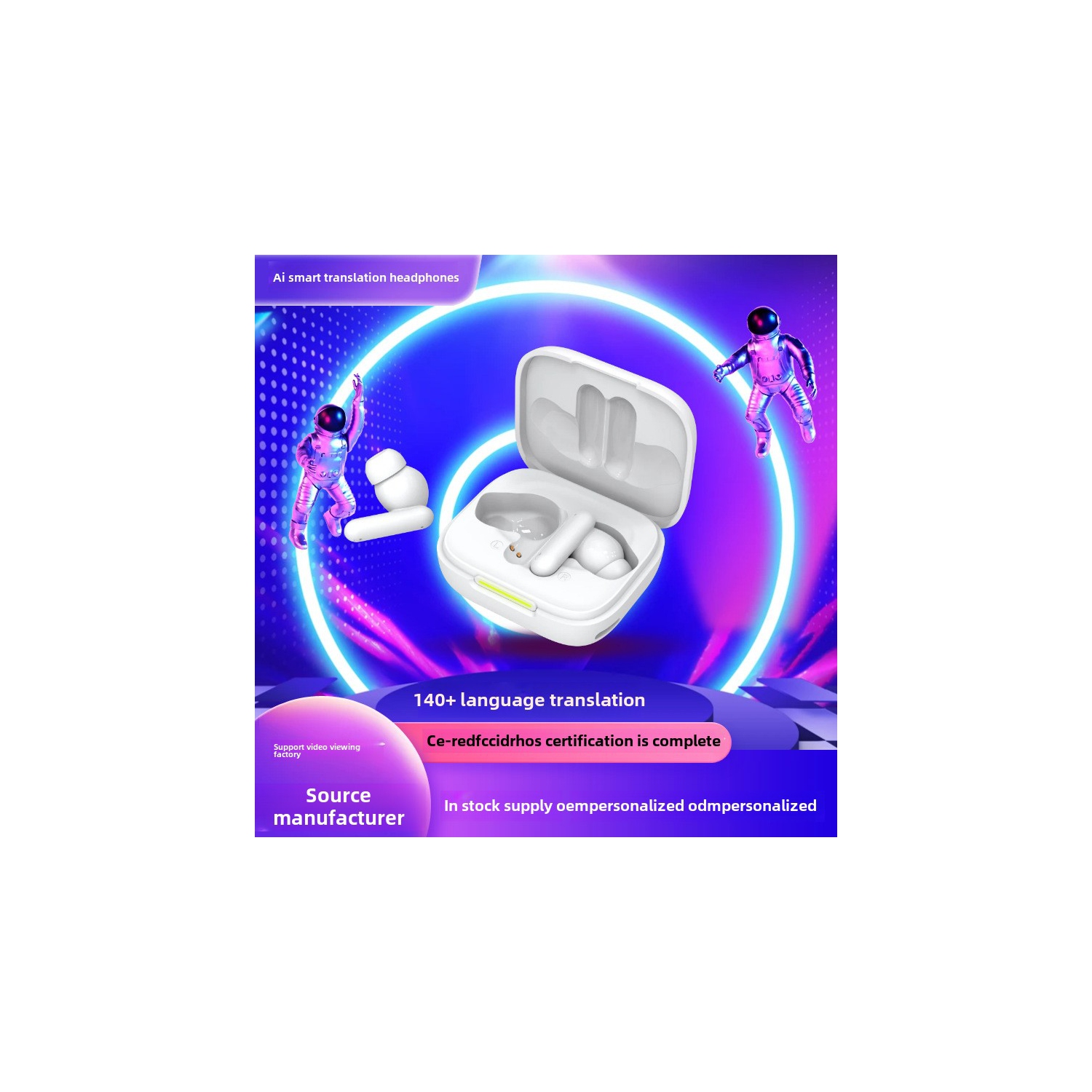 Nouveaux écouteurs 100 % sans fil à traduction intelligente, haute qualité sonore, très longue endurance, écouteurs à réduction du bruit MIC à faible