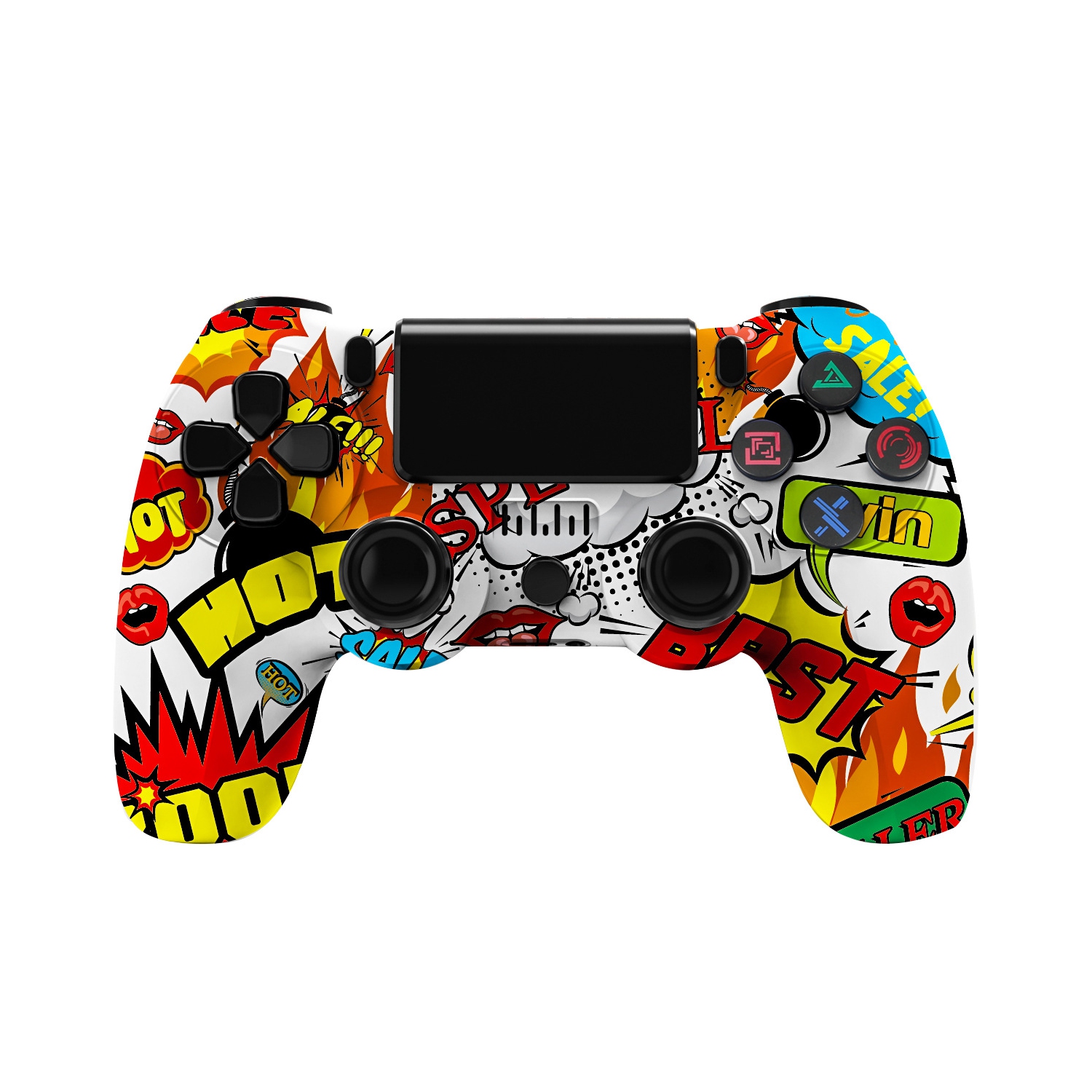 Adapté pour la manette Bluetooth à deux modes P4 | Prise en charge PS3/PS4/PC/ | Touchpad + Effet éclairage RVB + vibration du moteur double + effet