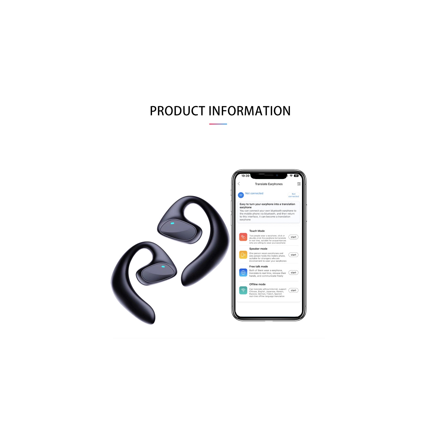 Nouveau casque de traduction intelligent Bluetooth M8, prend en charge 144 langues Transducteur, casque d'écoute sans fil Bluetooth à réduction