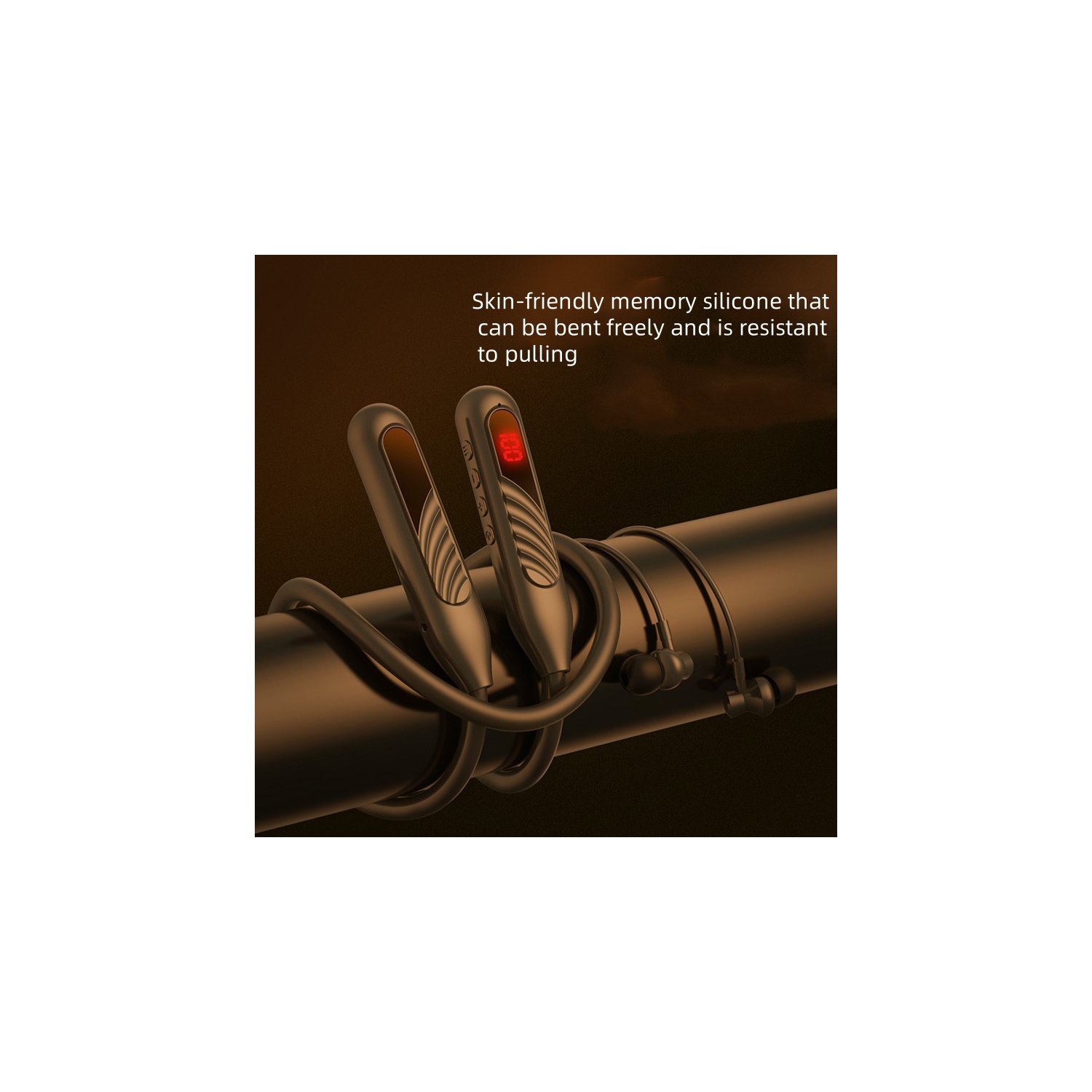 Oreillette sans fil Bluetooth, serre-nuque sport BT-8, compatible avec les cartes, grande capacité de batterie, affichage numérique, Suppression du