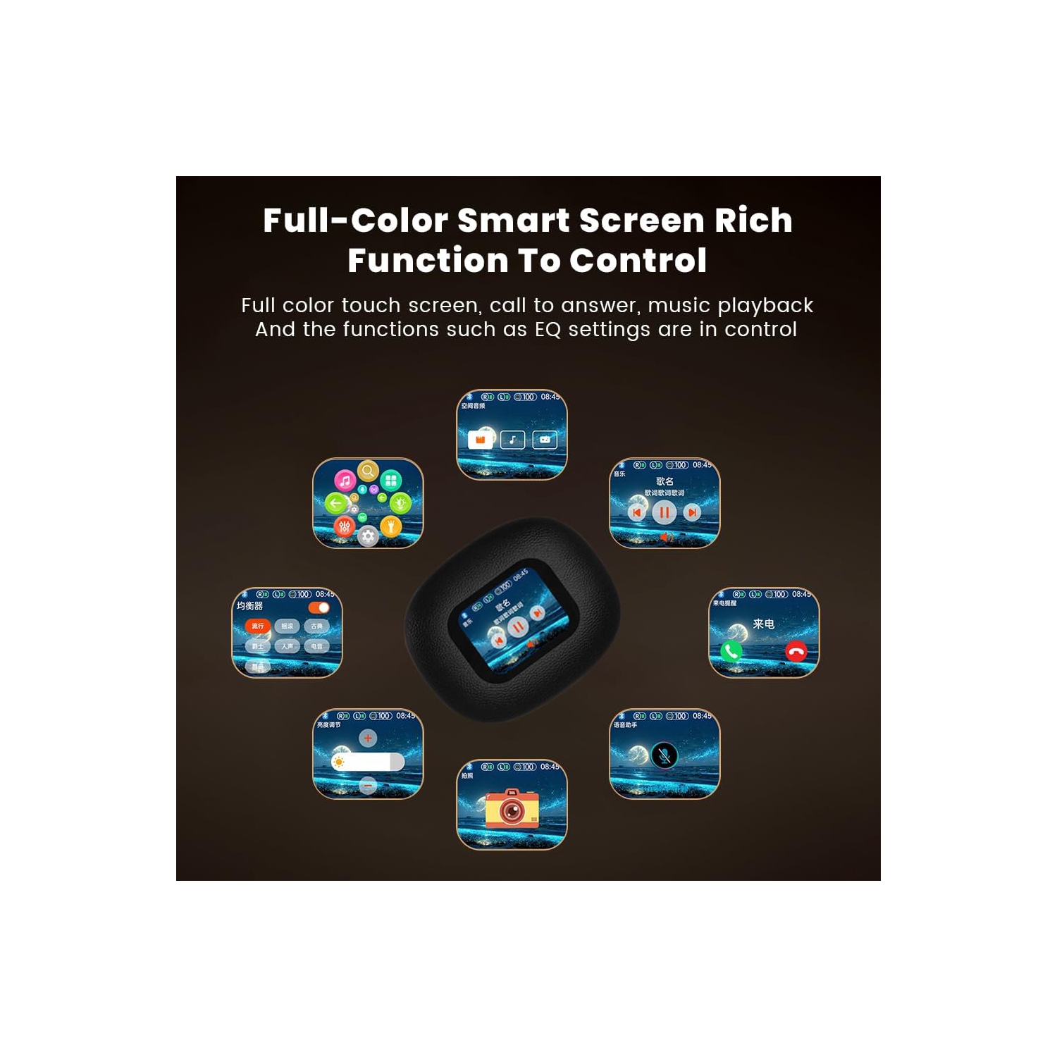 New Bluetooth headset, multi-language, long battery life, true wireless noise reduction headset, with smart touch screen ear hook, waterproof