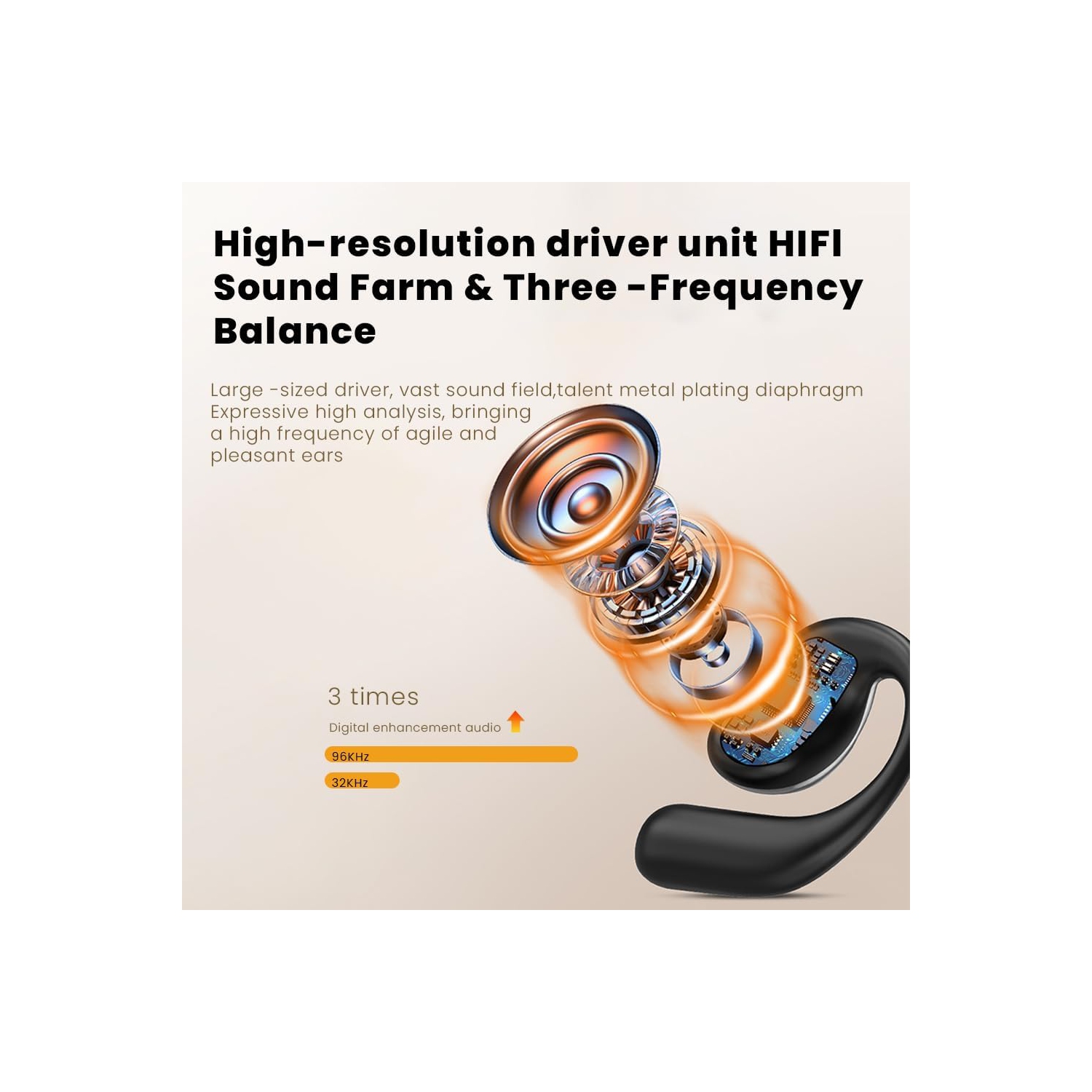 New Bluetooth headset, multi-language, long battery life, true wireless noise reduction headset, with smart touch screen ear hook, waterproof