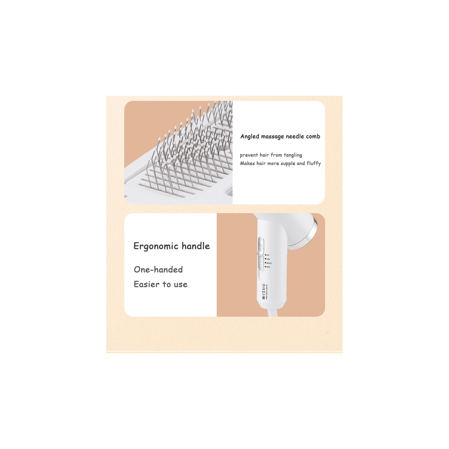 Pet hair dryer, cat hair removal comb, dog hair dryer, high-power hair removal comb, electric hot air comb, pet beauty accessories - white