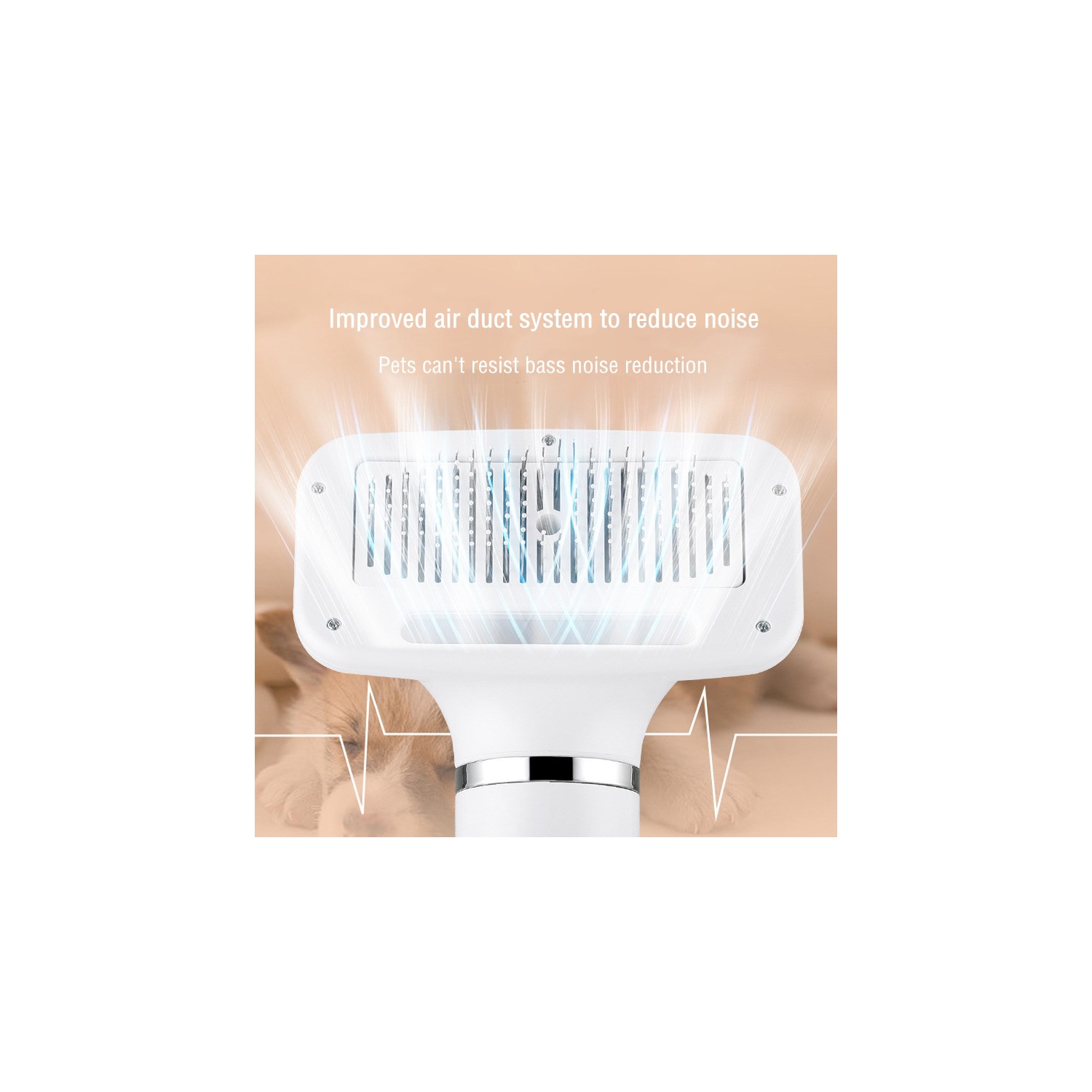 Pet hair dryer, cat hair removal comb, dog hair dryer, high-power hair removal comb, electric hot air comb, pet beauty accessories - white
