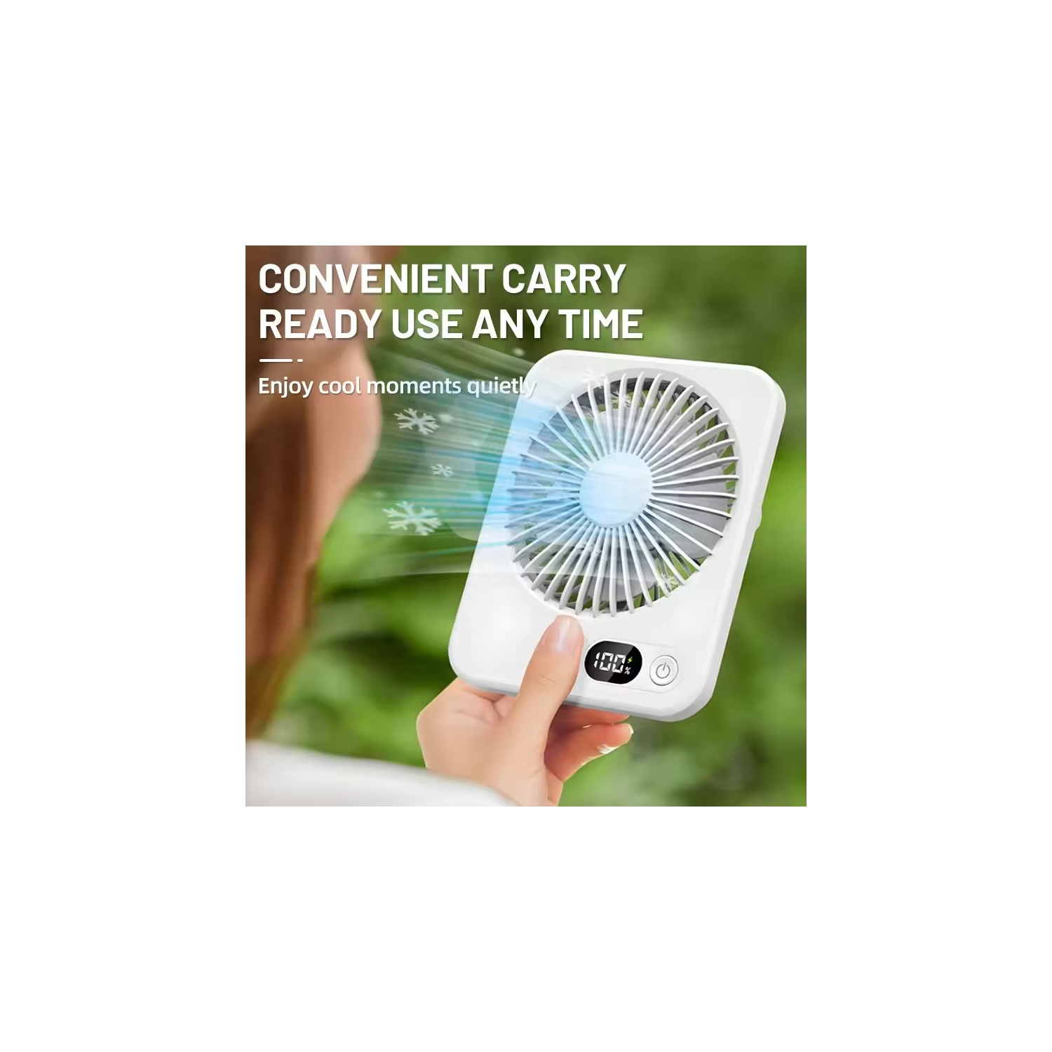 Mini ventilateur portatif USB, ventilateur de bureau à 5 vitesses avec écran LED, ventilateur de circulation suspendu adapté au bureau, à la maison