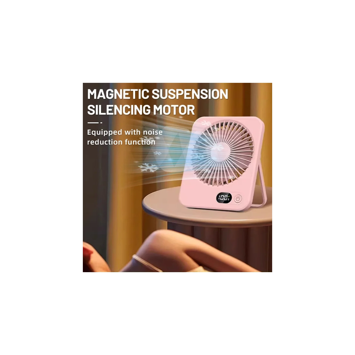 Mini ventilateur portatif USB, ventilateur de bureau à 5 vitesses avec écran LED, ventilateur de circulation suspendu adapté au bureau, à la maison