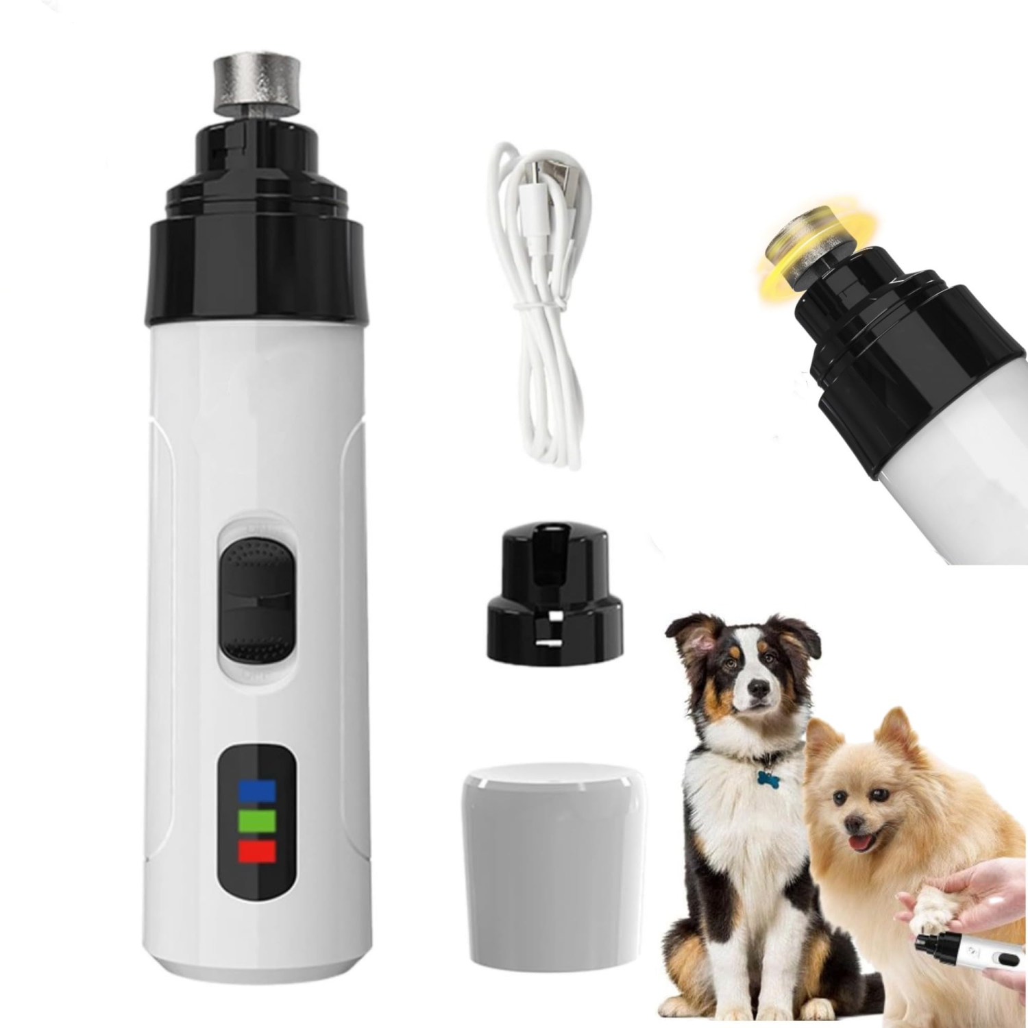 Silent Professional Dog Nail Grinder, USB Rechargeable Pet Nail Grinder, Portable Pet Nail Grooming Smoothing Trimming Tool