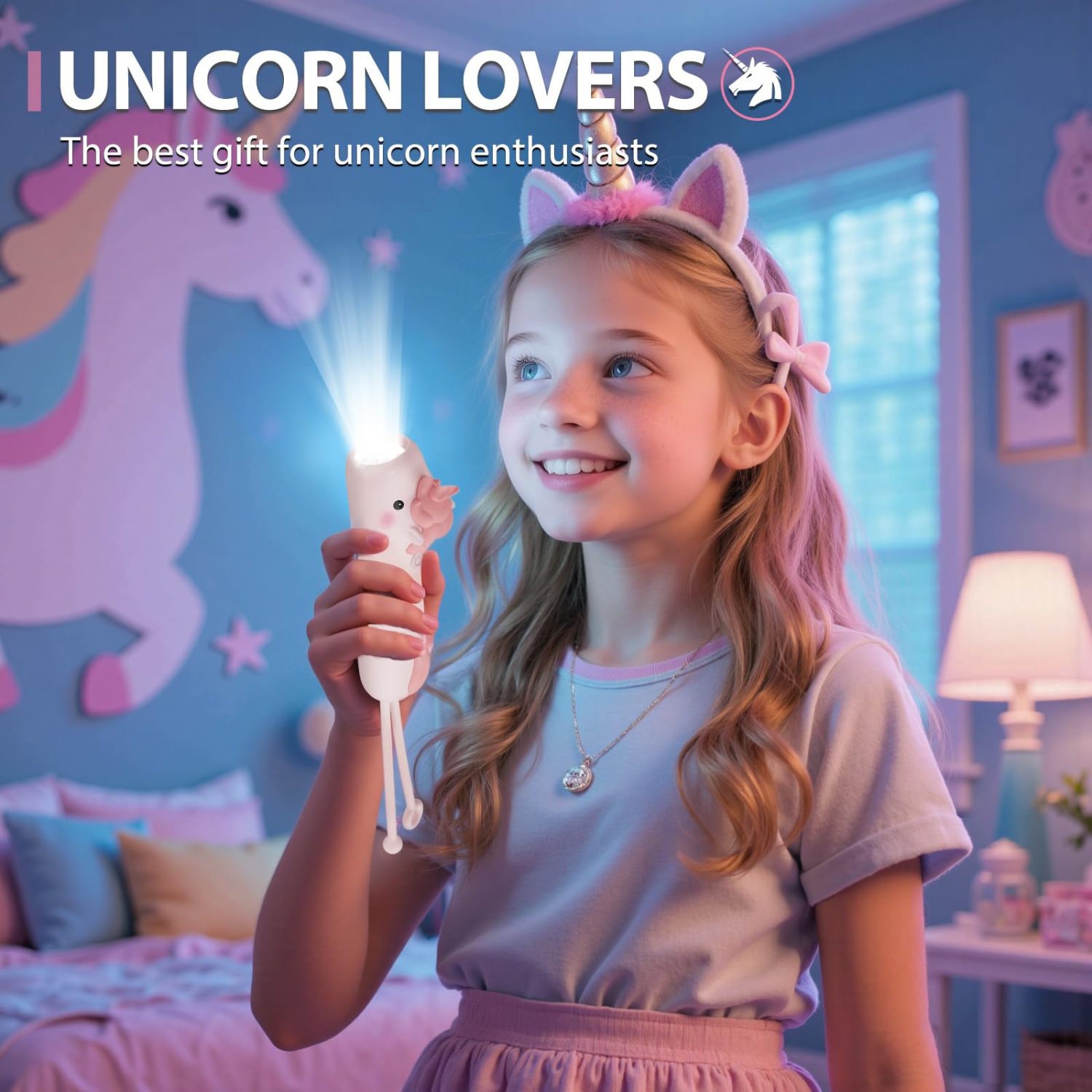 Lampe de poche pour enfants, licorne rose LED, idéale pour le camping et les aventures en plein air