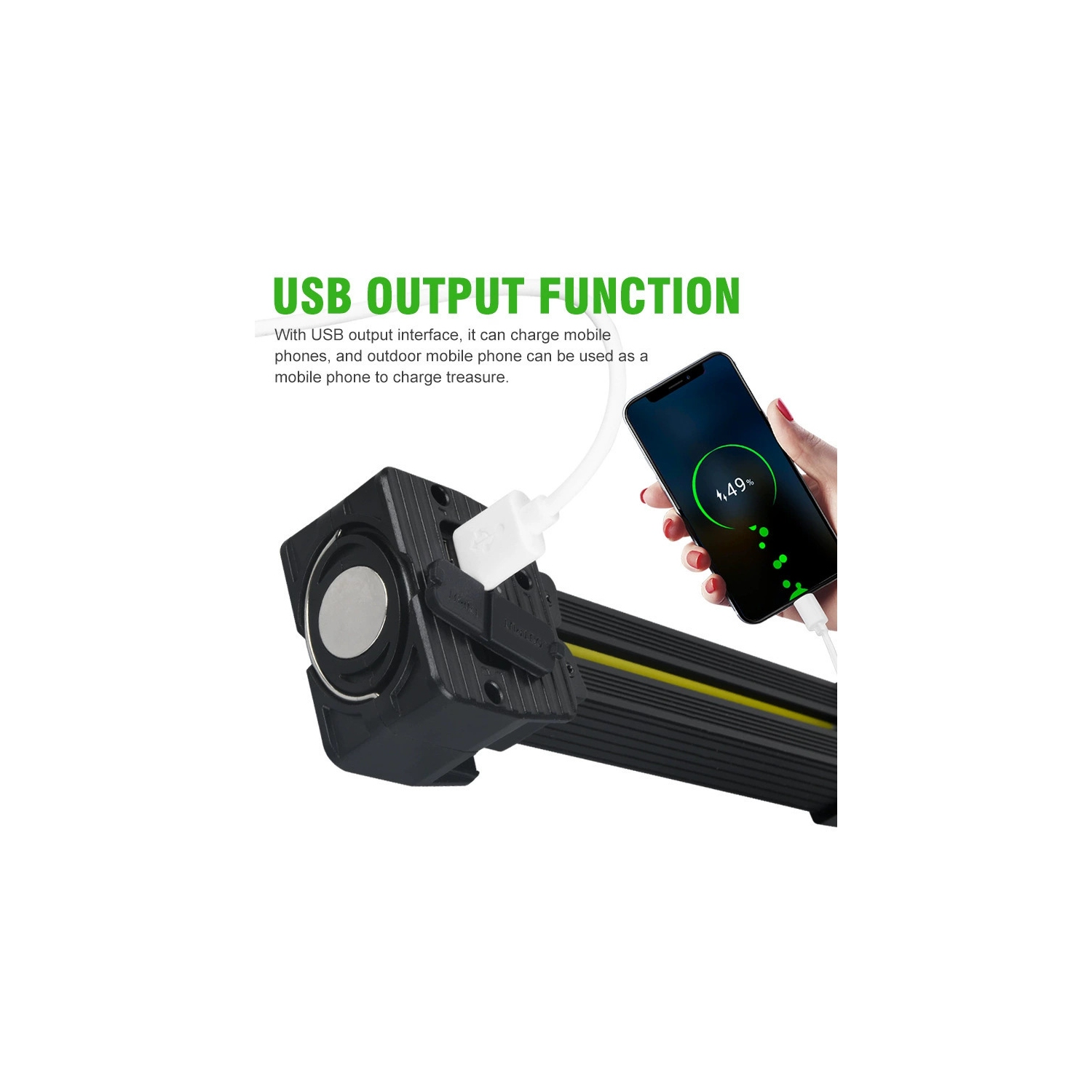 Lampe de travail pliante COB, lampe magnétique portative pour salle de sport, lampe de poche LED rechargeable par USB et lampe de camping pour les