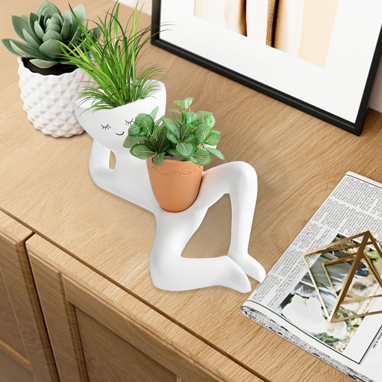 Funny Flower Pots, Cute Avatar Flower Pot Ornaments, Indoor Succulent Flower Pots, Suitable for Home Garden Decoration