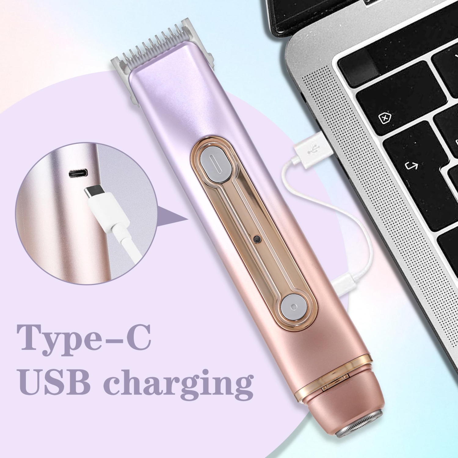 2 in 1 Women Electric Shaver Dual Head Bikini Trimmer IPX7 Waterproof Wet & Dry Use Body Remover for Bikini, Underarm Leg, Private Area, Arm, Body,