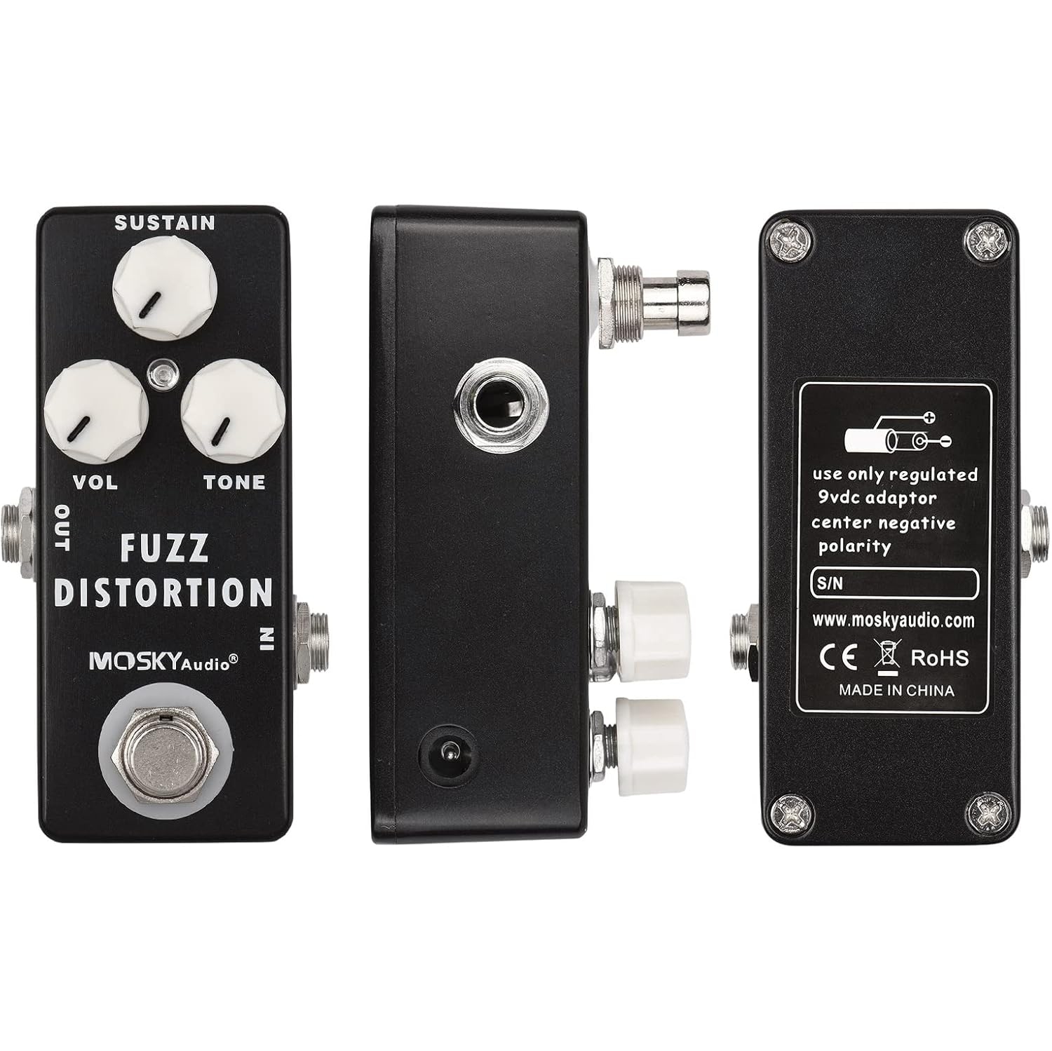 Professional distortion fuzz effects | Three-band equalization adjustment | True bypass design | All-metal body | Portable