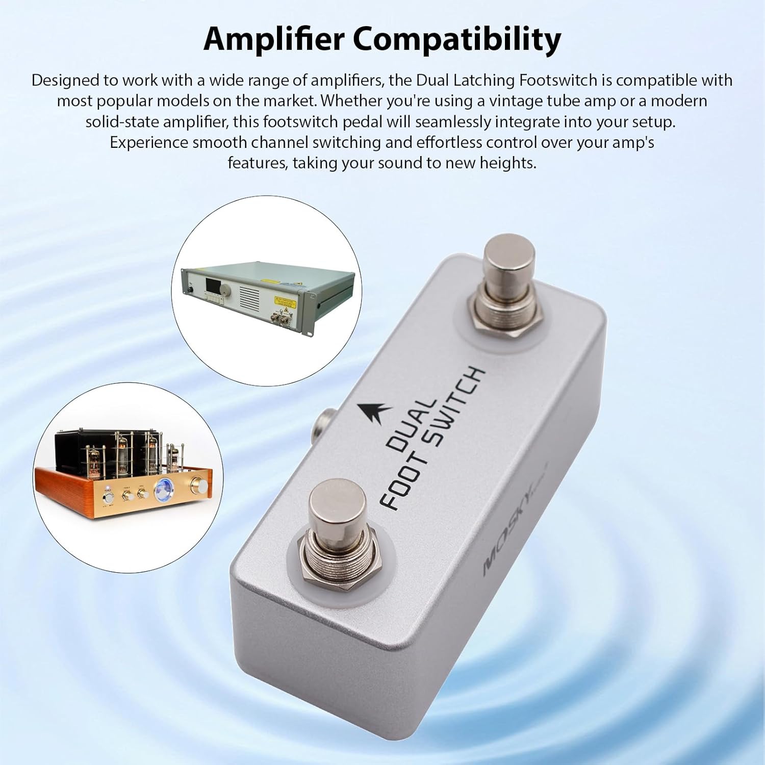 Dual-lock multi-function foot controller|Direct connection without power supply|Alloy casting body|Stereo output|Universal for speakers and effects