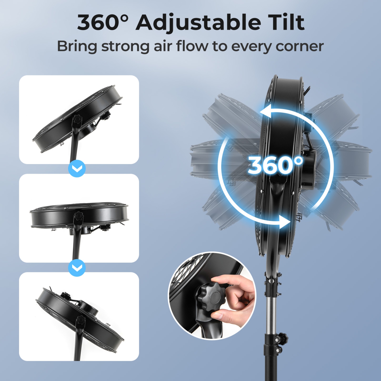 Gymax 20'' High Velocity Pedestal Fan w/3 Speeds 360 Degree Tilt & Adjustable Height