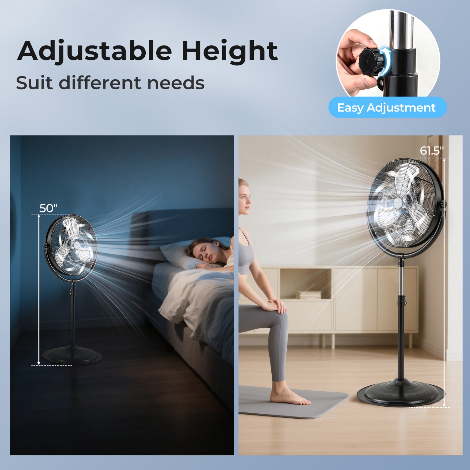 Gymax 20'' High Velocity Pedestal Fan w/3 Speeds 360 Degree Tilt & Adjustable Height