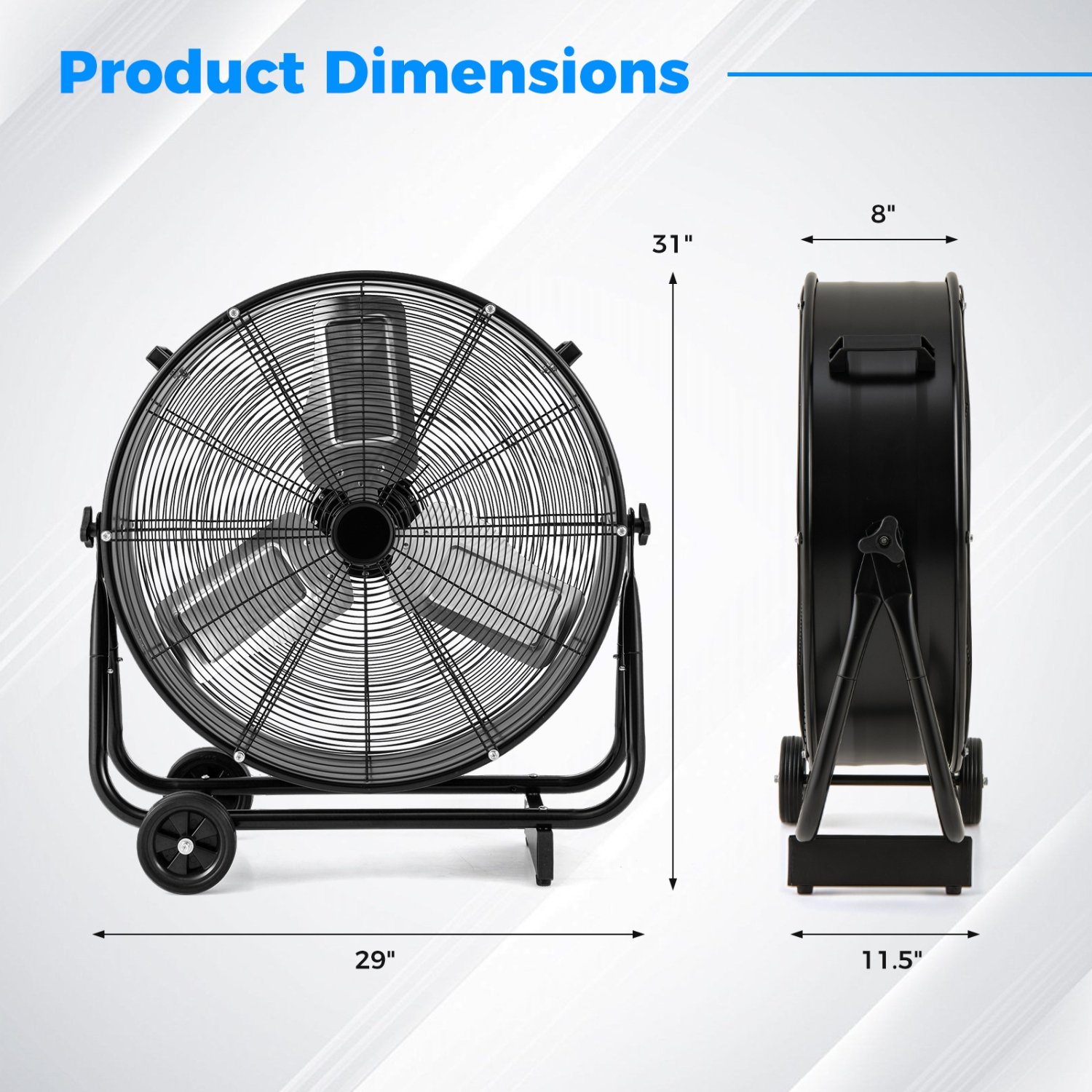 Gymax 24 Inch Industrial Drum Fan w/ 360 Degree Adjustable Tilt & 2 Wheels for Warehouse
