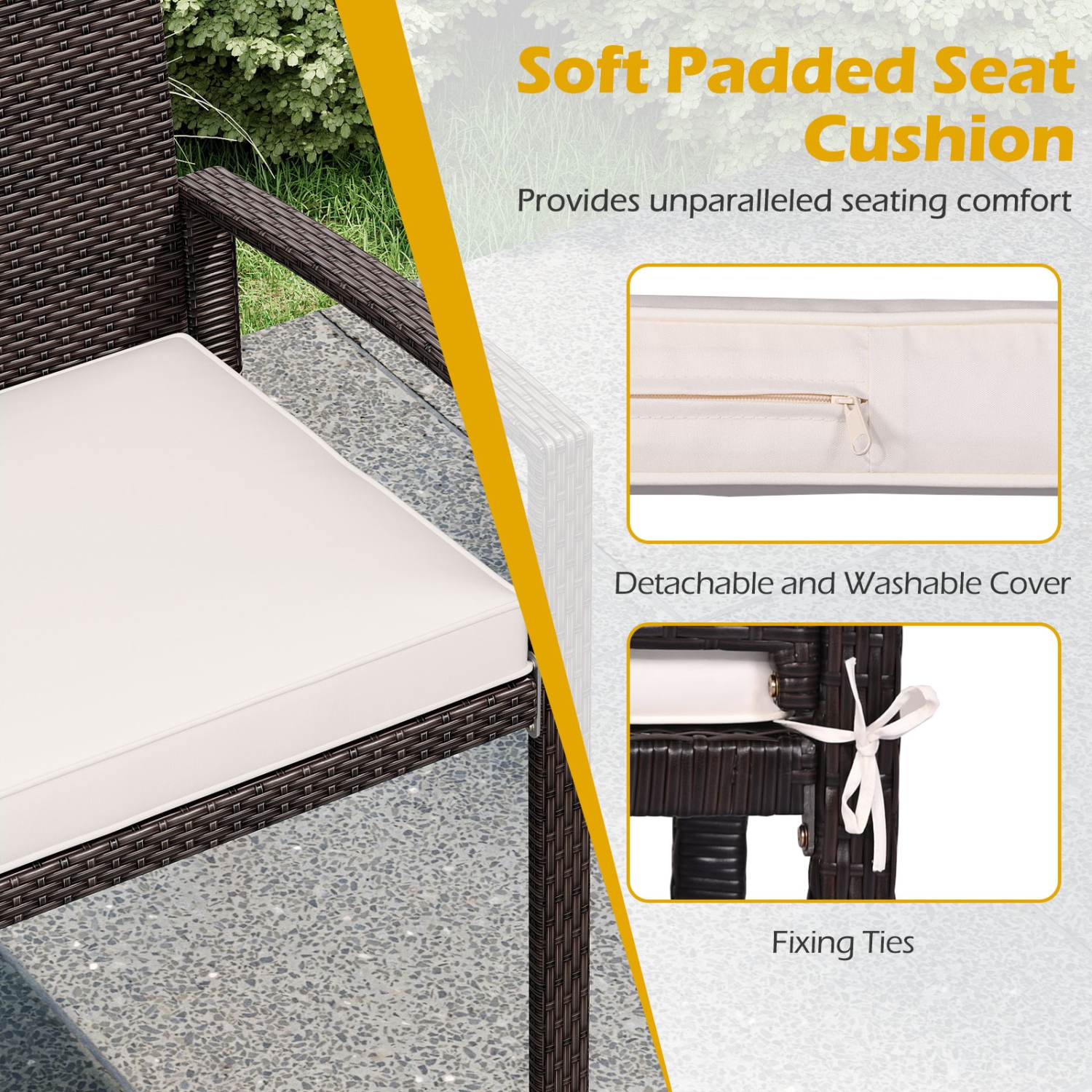 Gymax 2-Person Patio Loveseat w/ Removable Seat Cushion Metal Frame Backrest