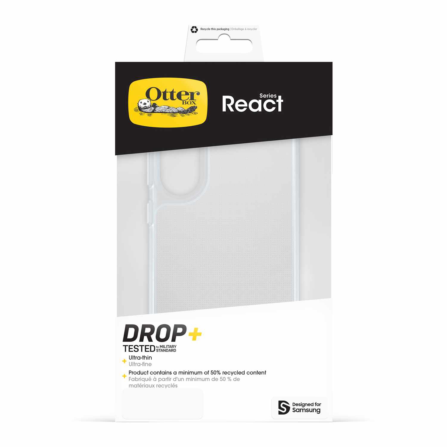 Étui React d'OtterBox | Conçu pour Galaxy S25 Edge | Transparent avec teinte bleue