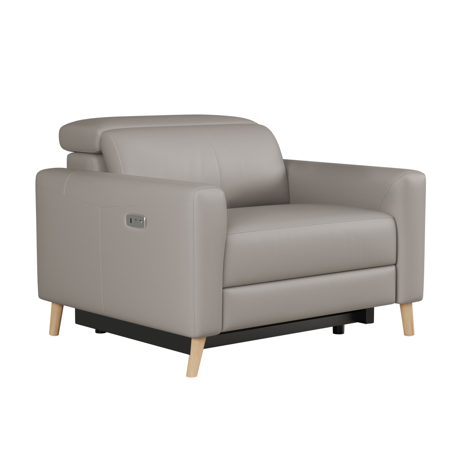 Valencia Elodie Top Grain Leather Recliner Single Seat Sofa, Light Grey