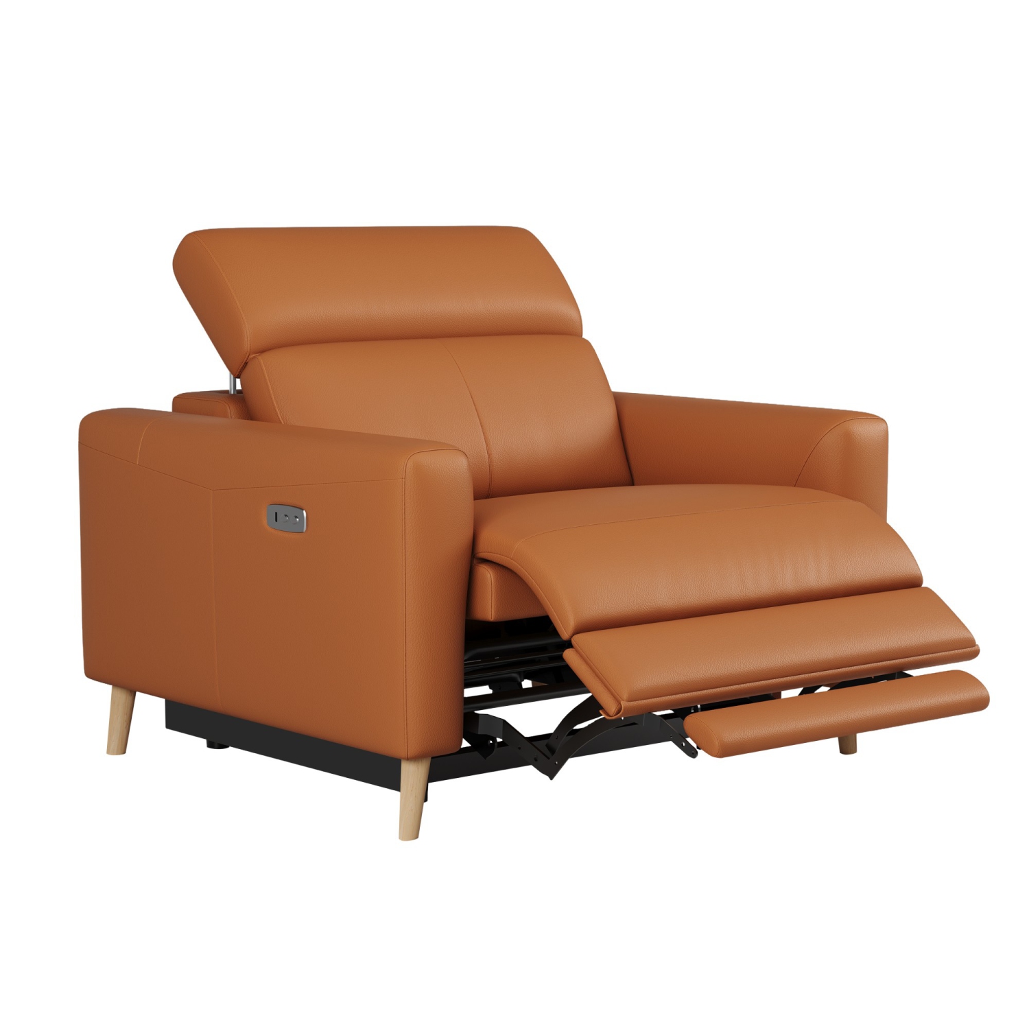 Valencia Elodie Top Grain Leather Recliner Single Seat Sofa, Cognac