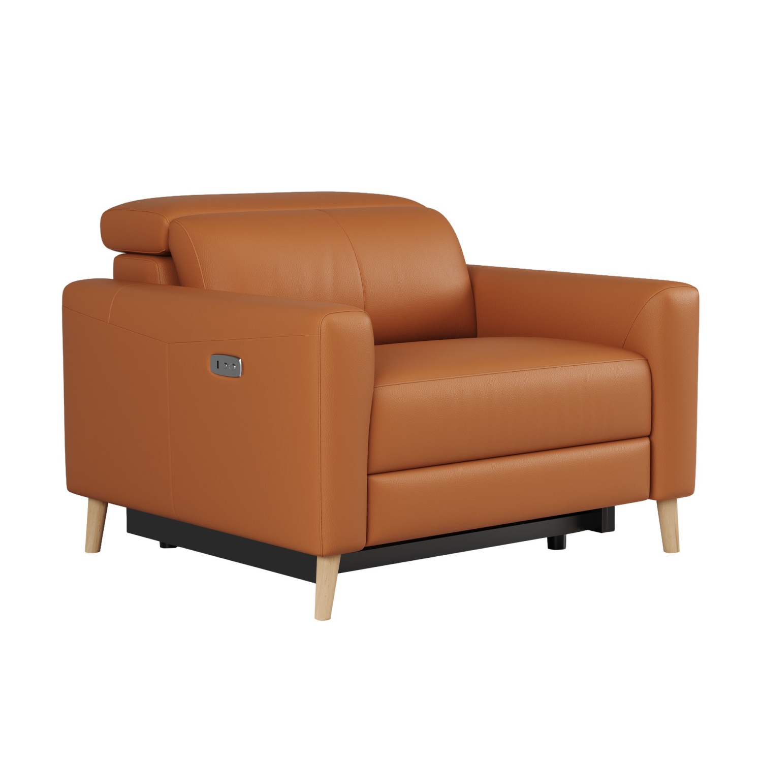 Valencia Elodie Top Grain Leather Recliner Single Seat Sofa, Cognac
