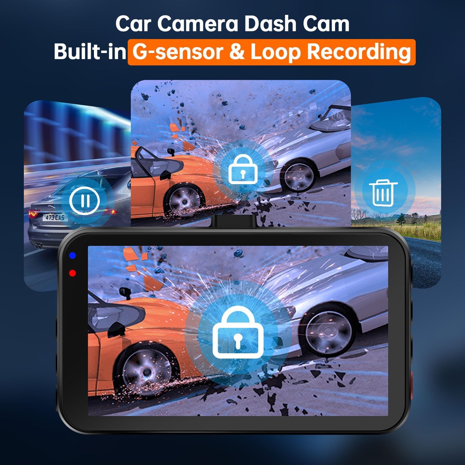 Dash Cam Front and Rear Camera, Dash Cam WiFi/APP Control Dashcam W/ 64GB Card, 2.5K Dashcam Front + 1080P Rear Car Dash Camera W/Super Night Vision,