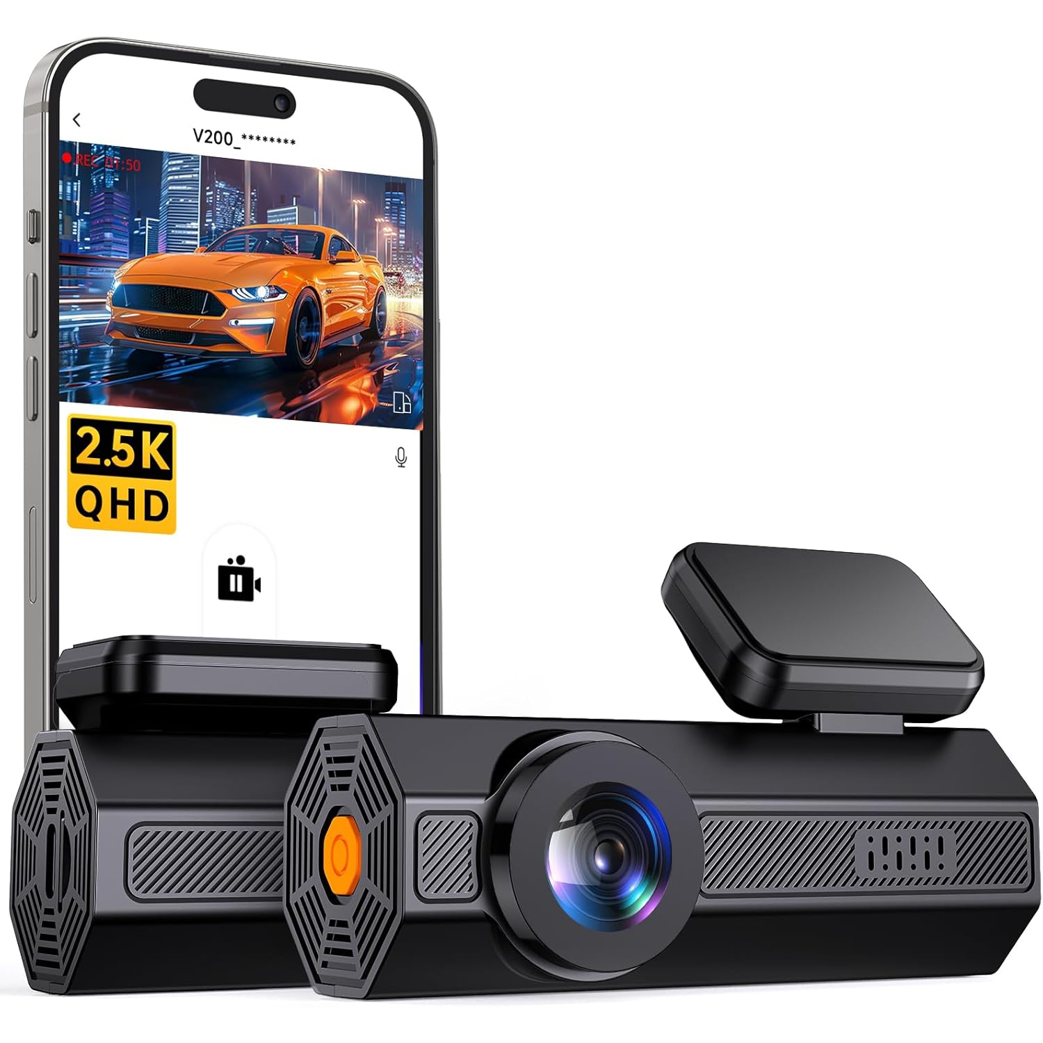Dash Cam Front 2.5K: Mini Dash Cam for Cars, 1440P Car Camera with APP, WiFi Dash Cam with WDR Night Vision, 24 Hours Parking Monitor Dashcams,