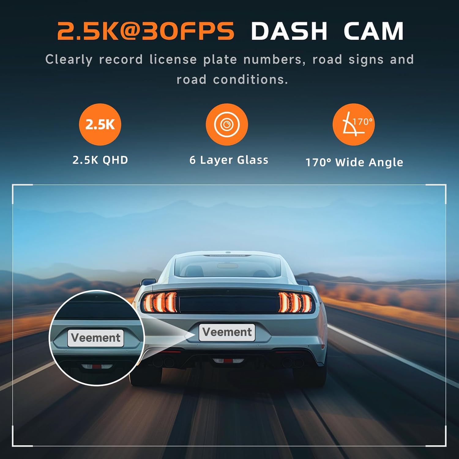 Dash Cam Front 2.5K: Mini Dash Cam for Cars, 1440P Car Camera with APP, WiFi Dash Cam with WDR Night Vision, 24 Hours Parking Monitor Dashcams,