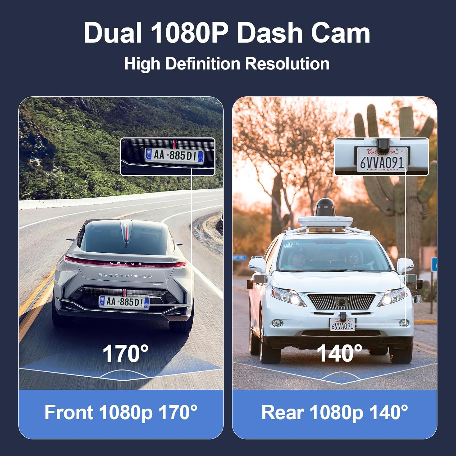 Dash Cam Front and Rear Camera,1080P Dual Dashcams for Cars with 64GB Card, Car Dashboard Camera with 3'' IPS Screen with Night Vision, G-Sensor,