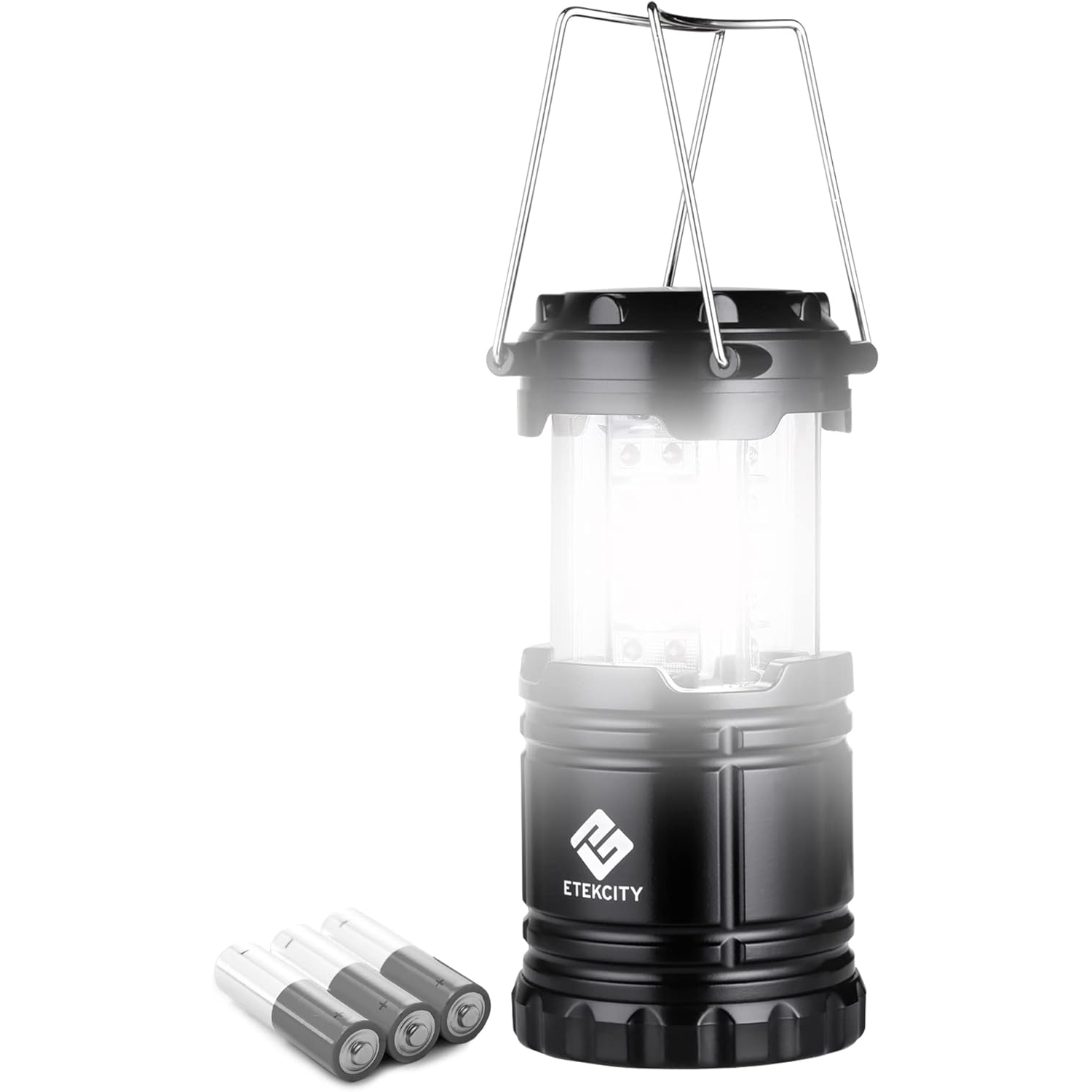 Lampe de poche portative LED de camping avec 3 piles AA - Lampe de survie pour urgence, ouragan