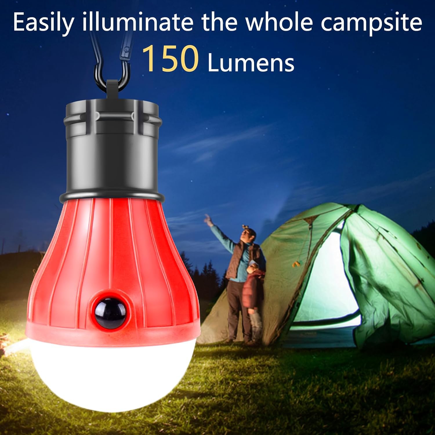 Lampe de camping [Paquet de 5], 4 modes d'éclairage Ampoules de lanterne de camping LED avec crochets à pince, lampe de tente d'urgence portative