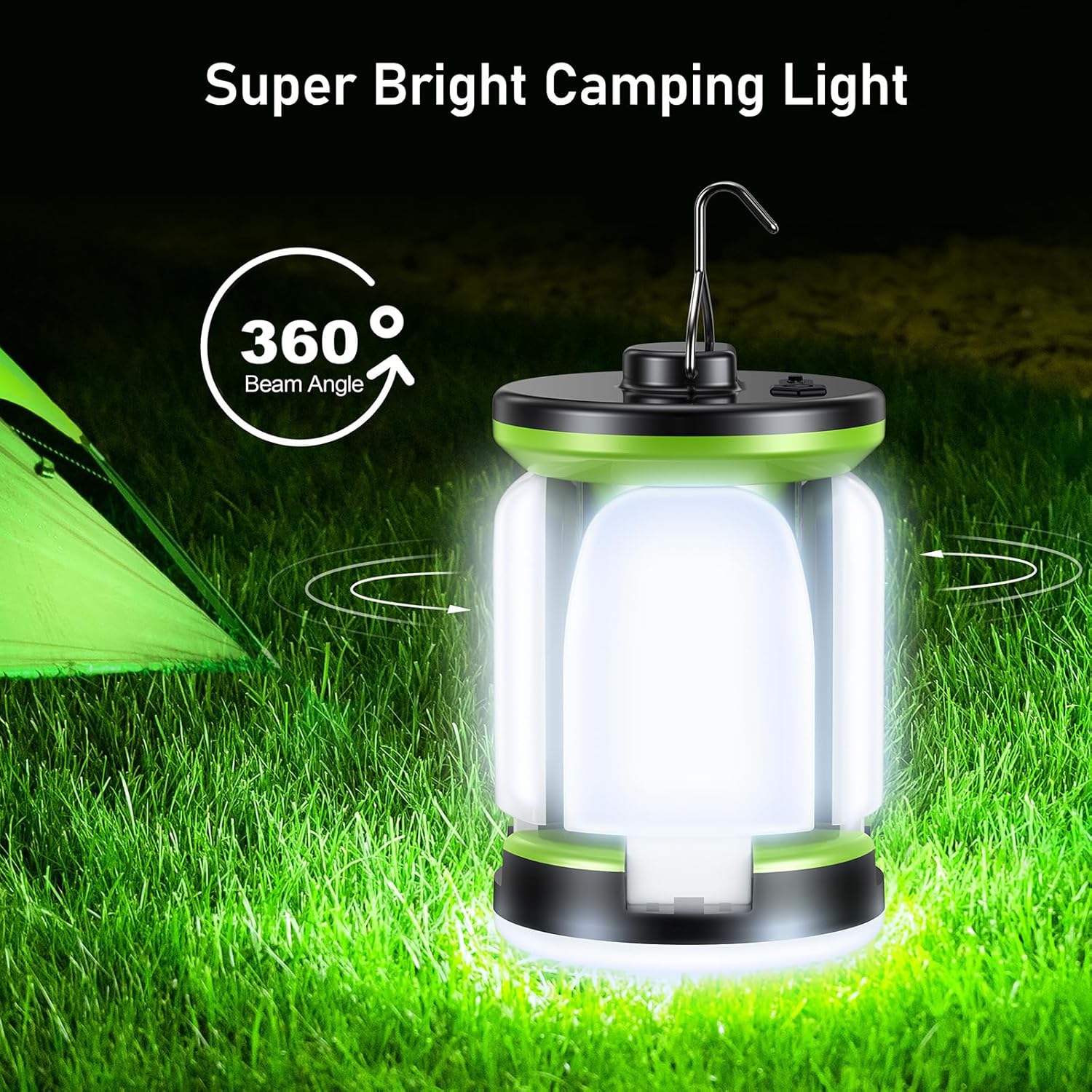 Camping Lantern Rechargeable, Camping Lights Lamp-7 Light Modes 60 LED Ultra Bright LED Tent Light 10+ Hrs Runtime for Camping, Emergency, Fishing,