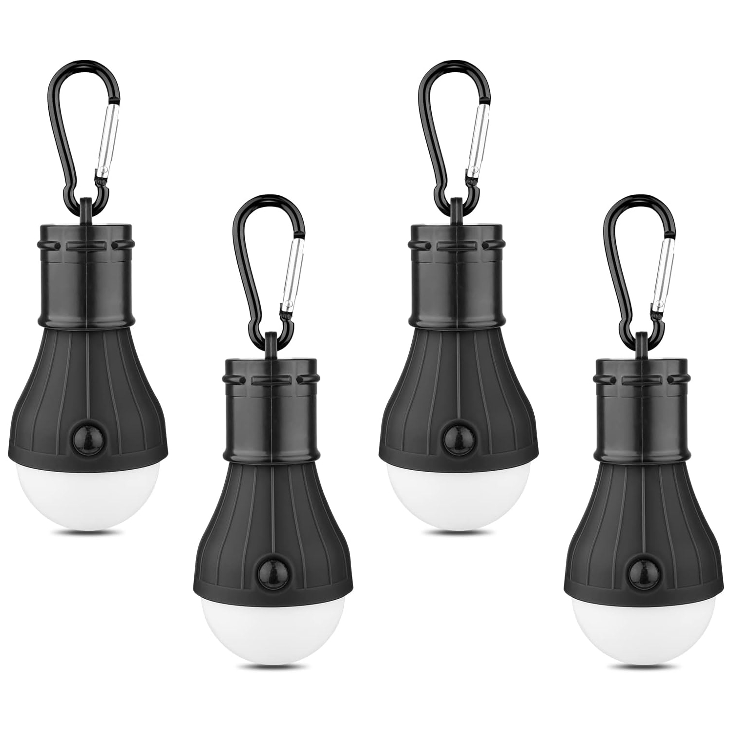 LED Camping Tent Lantern, Portable Outdoor Waterproof Emergency Light Bulb, for Hiking, Party，Camping, Fishing, Power Failure, 4 Packs, Black