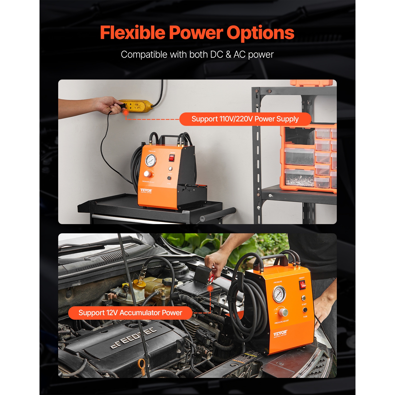 VEVOR 110V Electric Brake Bleeder Kit, Professional Brake Master Cylinder Bleeder Kit with Pressure Gauge & Built-In Air Pump, Versatile Brake