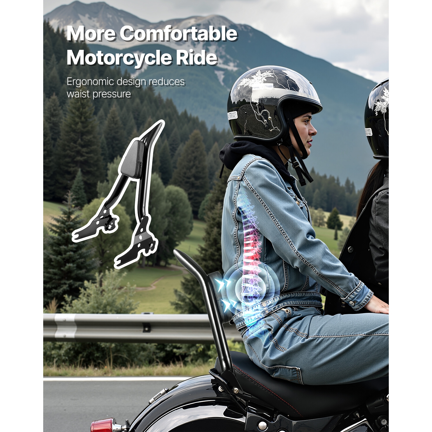 VEVOR 27 in Height Motorcycle Backrest Sissy Bar, Compatible with Harley-Davidson Touring Models, Quick Release Detachable Passenger Backrest,Metal