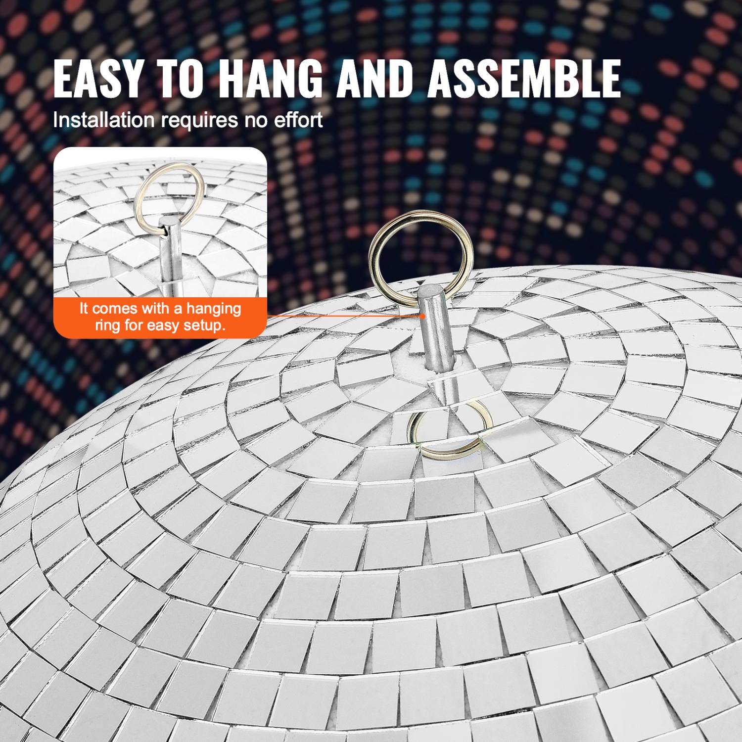 VEVOR 12 Inch Mirror Disco Ball, Mirror Ball with Hanging Ring, Lightning Disco Ball Party Decorations, Ideal for DJ Club, Stage, Wedding, Birthday,