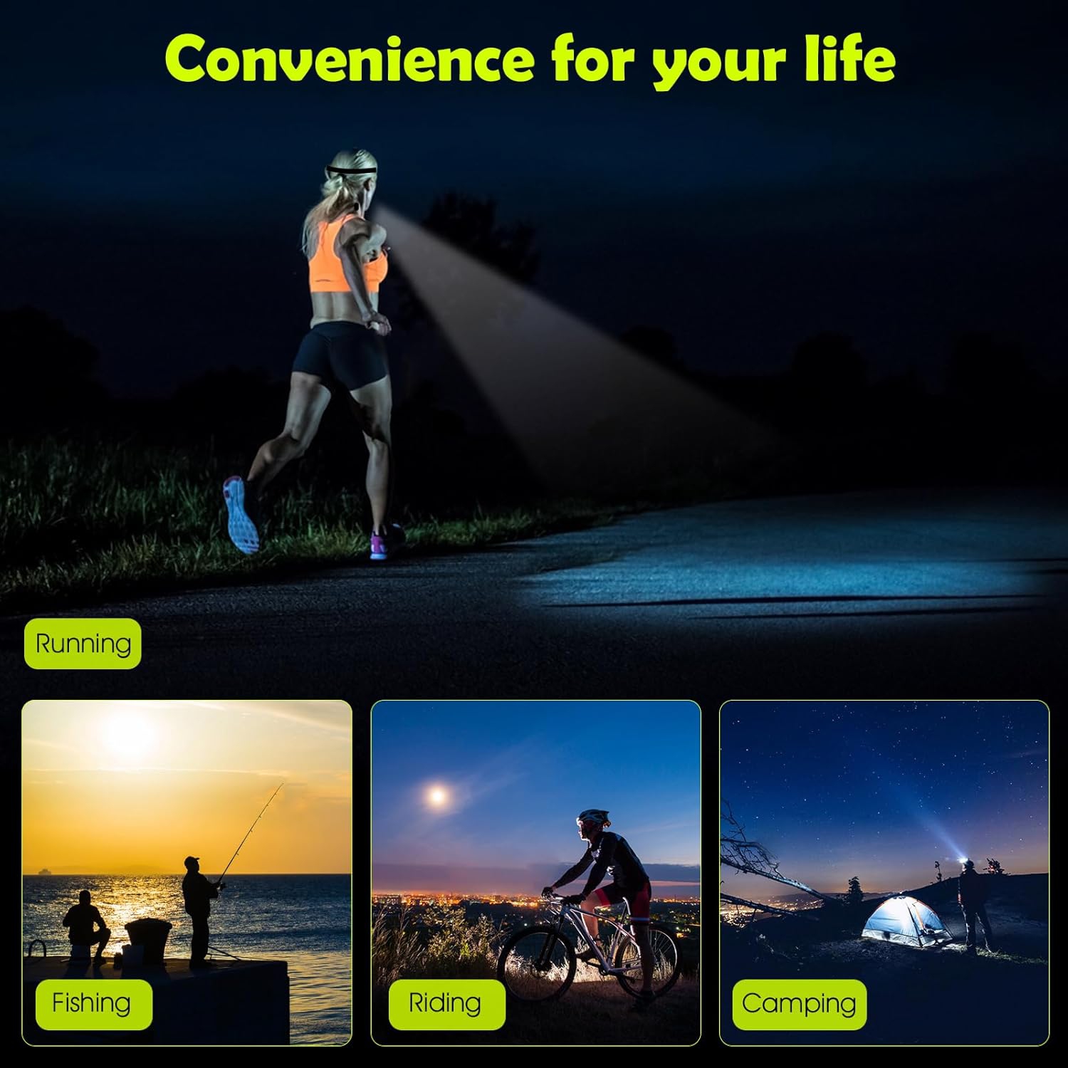 Paquet de 2 lampe frontale rechargeable, 350 lumens super lumineux avec 5 lampe frontale 1200&nbsp;mAh en mode lumière, phare étanche 0,14&nbsp;lb