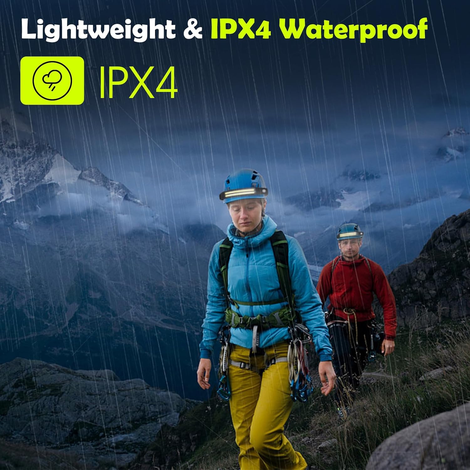 Paquet de 2 lampe frontale rechargeable, 350 lumens super lumineux avec 5 lampe frontale 1200&nbsp;mAh en mode lumière, phare étanche 0,14&nbsp;lb