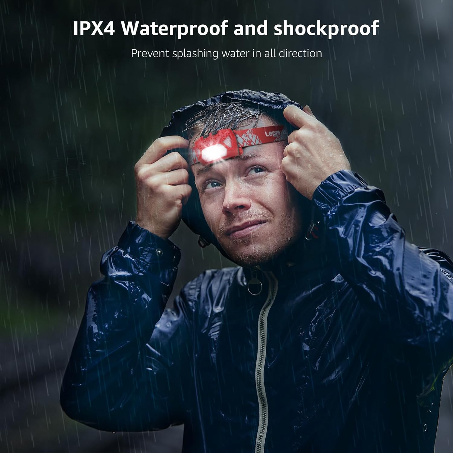 2-Pack Headlamp Rechargeable, 2000 Lux Super Bright LED Headlamp with Red and White Light, 6 Lighting Modes Hardhat Head Lamp, Waterproof Lightweight