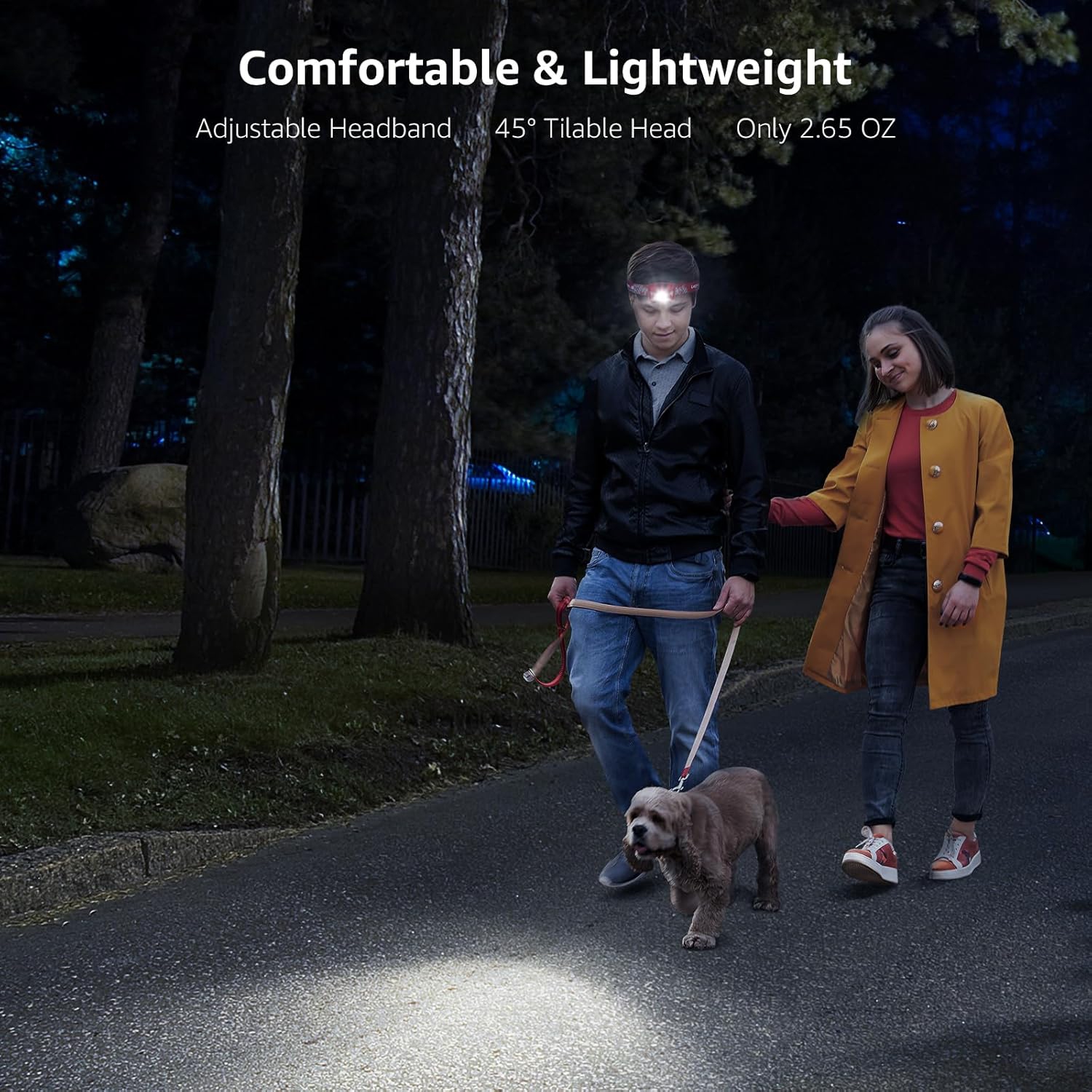 2-Pack Headlamp Rechargeable, 2000 Lux Super Bright LED Headlamp with Red and White Light, 6 Lighting Modes Hardhat Head Lamp, Waterproof Lightweight