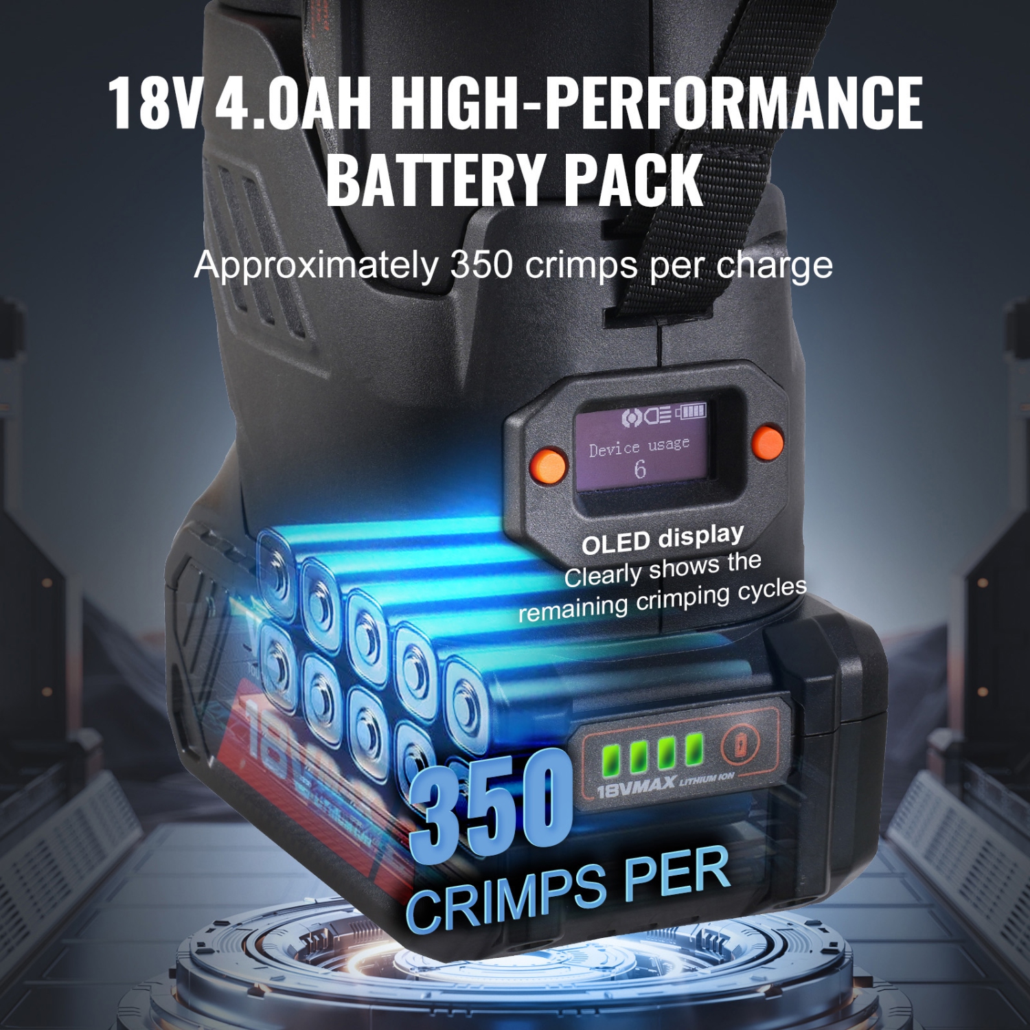 VEVOR 18V ProPress Tool, Electric Pipe Crimping Tool for 1/2”, 3/4”, 1”, 1 1/4", 1 1/2", 2" Copper Pipes, Press Tool Kit with Brushless Motor, 6 Pro