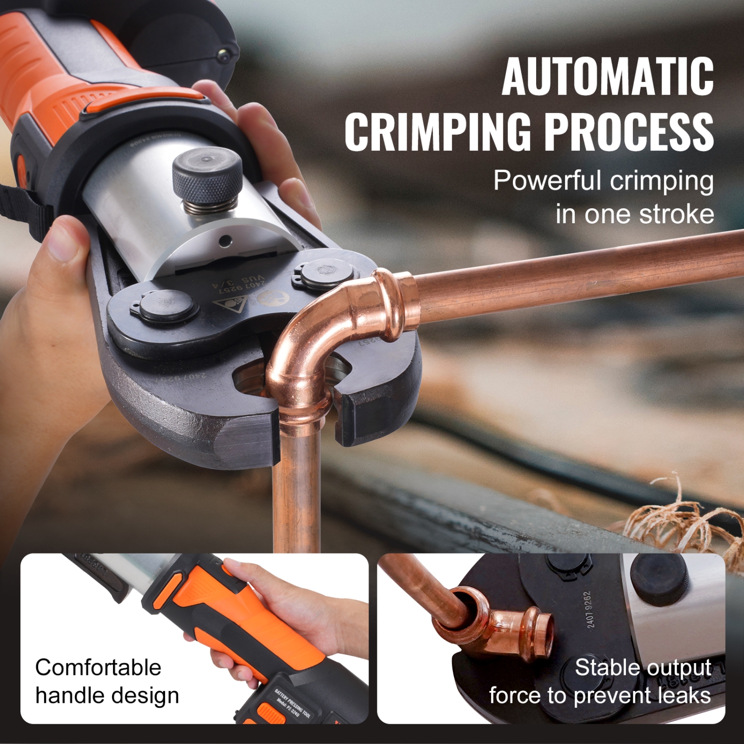 VEVOR 18V ProPress Tool, Electric Pipe Crimping Tool for 1/2”, 3/4”, 1”, 1 1/4", 1 1/2", 2" Copper Pipes, Press Tool Kit with Brushless Motor, 6 Pro