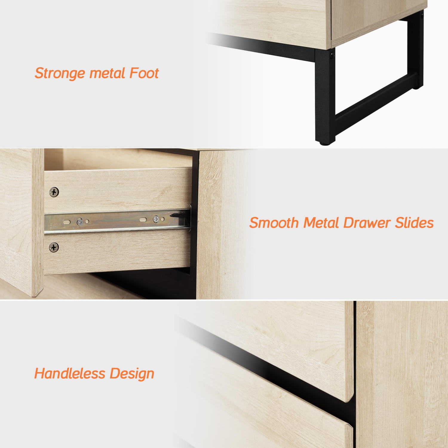 WAMPAT Set of 2 End Tables with 4 Drawers, Modern Sofa Side Tables with Storage for Small Spaces, Wooden Nightstands Bedside Tables for Living Room,