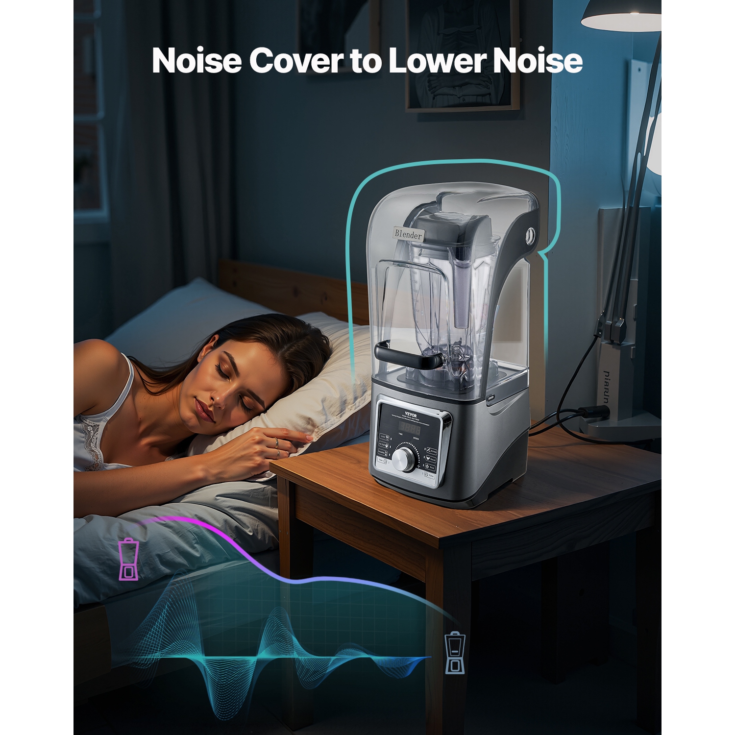 VEVOR 85 oz Blender for Smoothies, 1400W,with Powerful Motor, Professional Multi-Functional Food Processing Blender with Noise Cover for