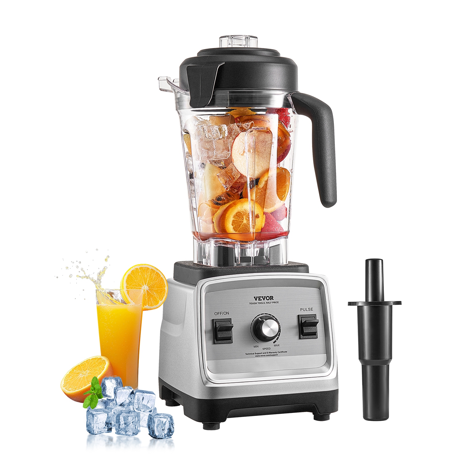VEVOR 85 oz Blender for Smoothies, 1400W, Professional Blender with Powerful Motor, Multi-Functional Food Processing Blender with 2 Cups for