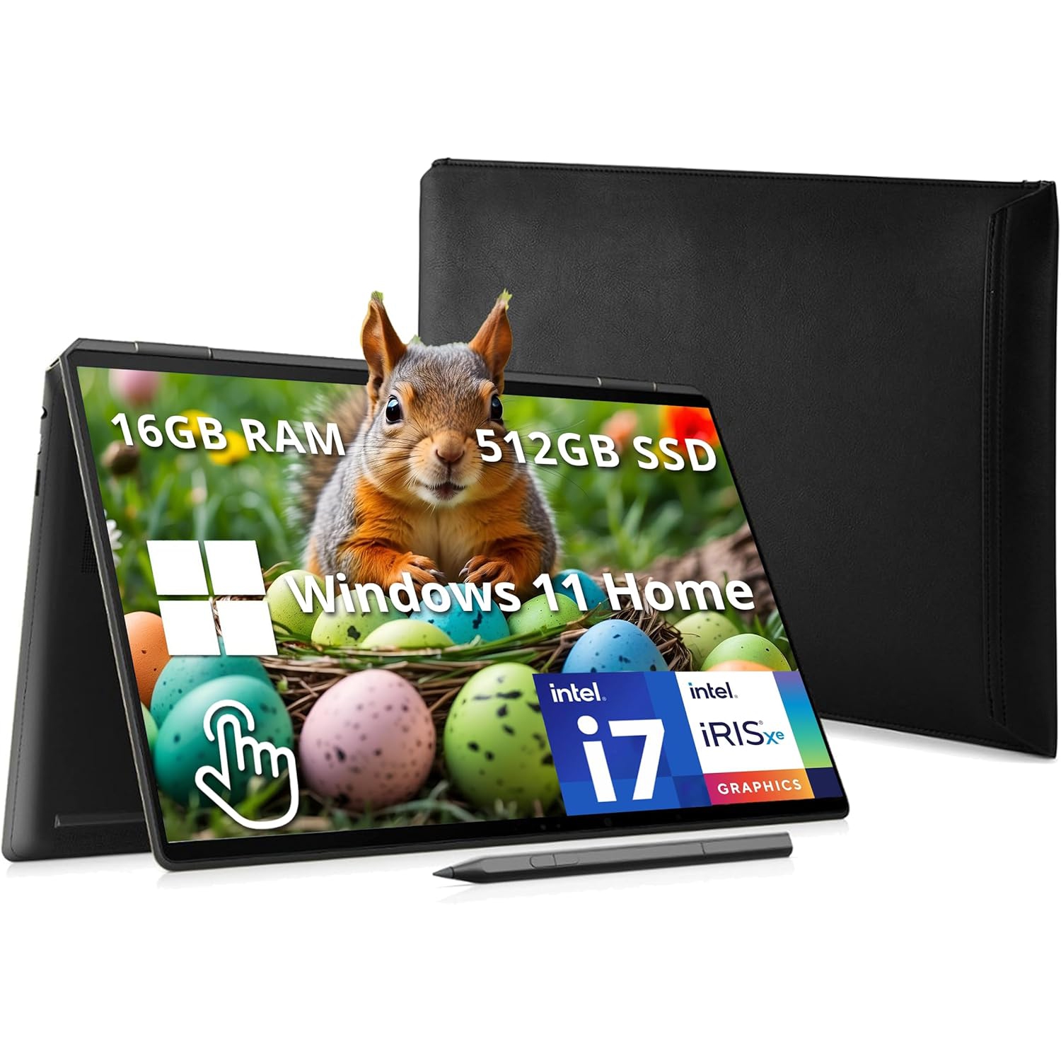 Refurbished (Excellent) - HP Spectre x360 16" 3K+ 2-in-1 Touchscreen Laptop, Intel i7-13700H, 512GB SSD, 16GB RAM, Backit KB, Fingerprint Reader, Stylus Pen & Sleeve, Win 11, Black